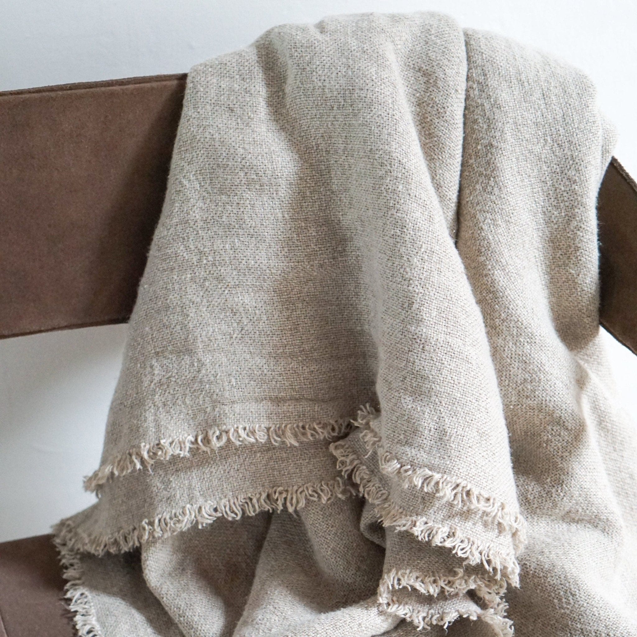 Lissoy Blankets + Throws Natural Flax Linen Throw