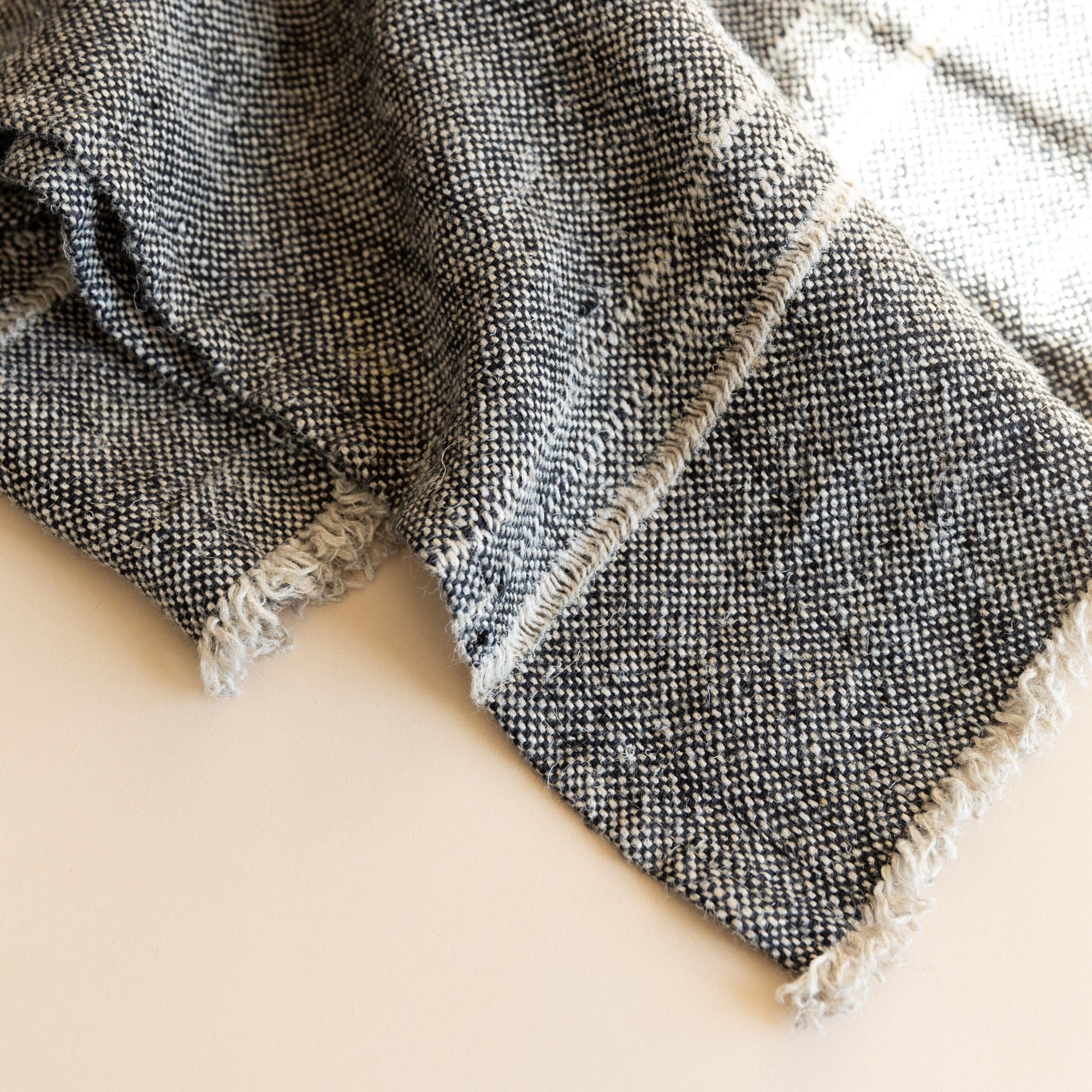 Lissoy Blankets + Throws Naturel/Black Flax Linen Chambray Stripes Throw