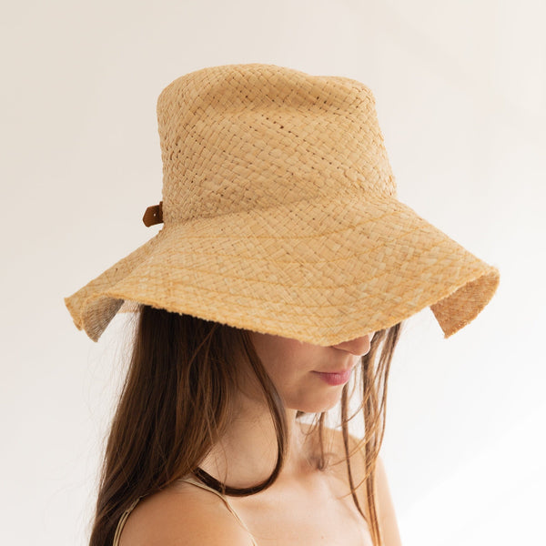 Lola Hats ベージュ ストローハット Lola Hats リボンワイドブリムストローハット ベージュ ーの通販 by