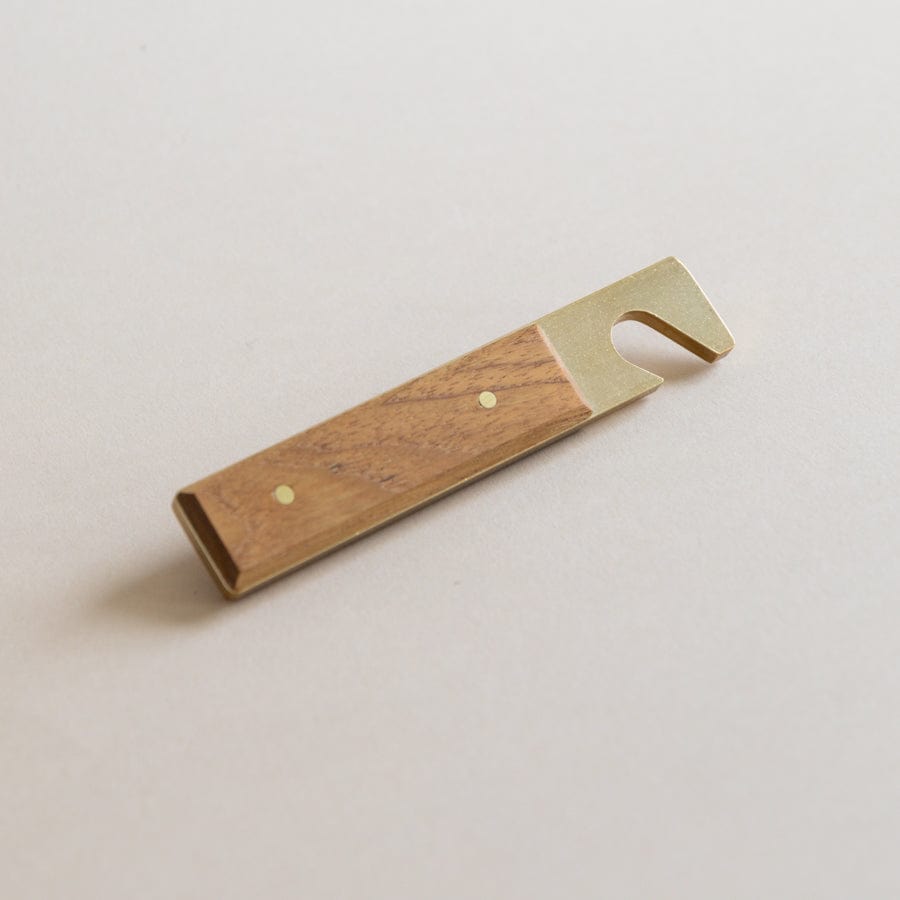 Lue Brass Barware Bottle Opener in Brass and Walnut