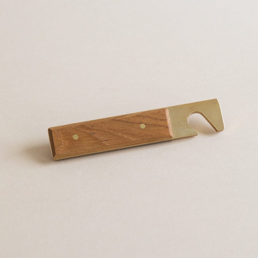 Lue Brass Barware Bottle Opener in Brass and Walnut