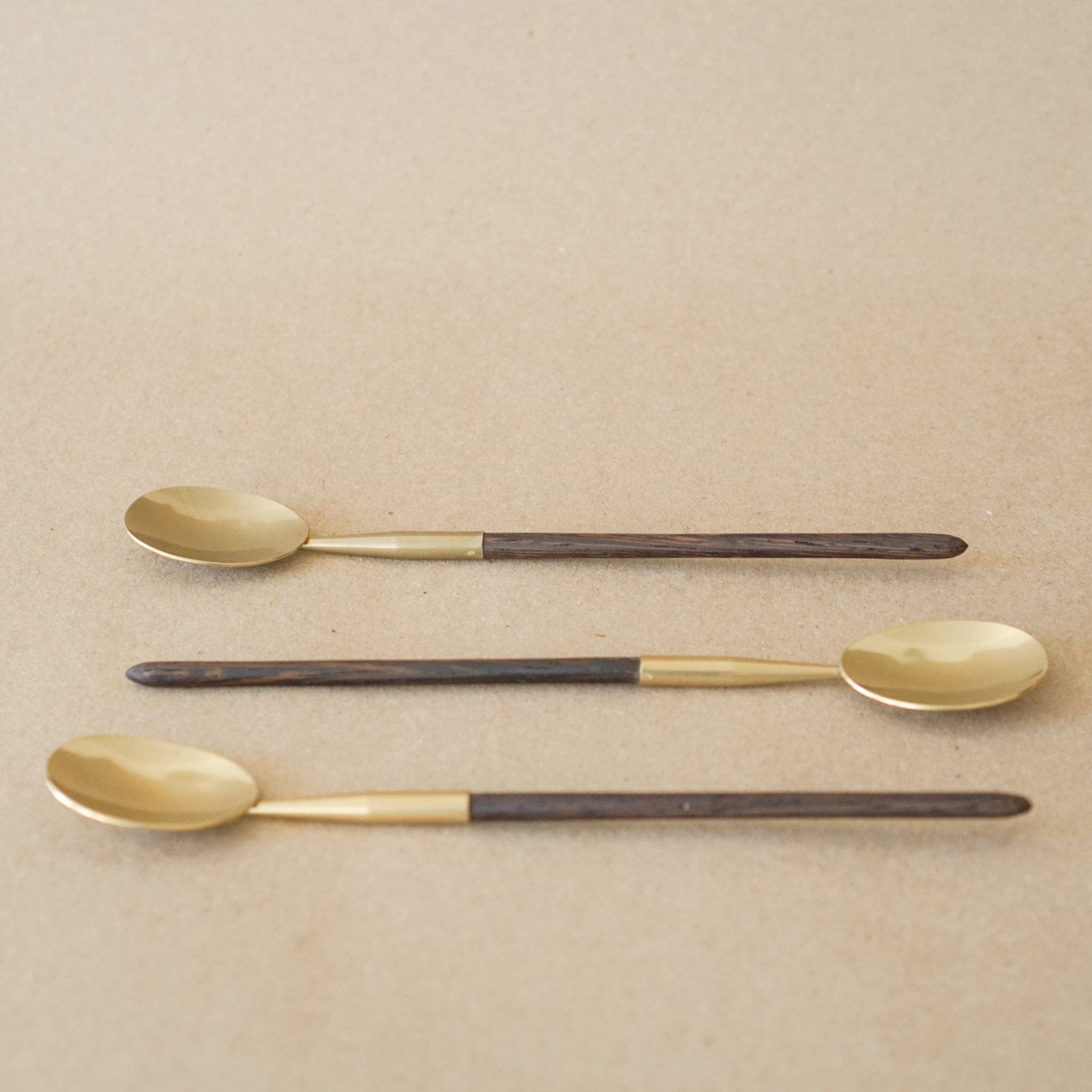 Lue Brass Utensils Brass Spoon with Wooden Handle