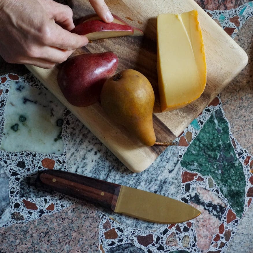 Lue Brass Utensils Cheese Knife in Brass and Wood