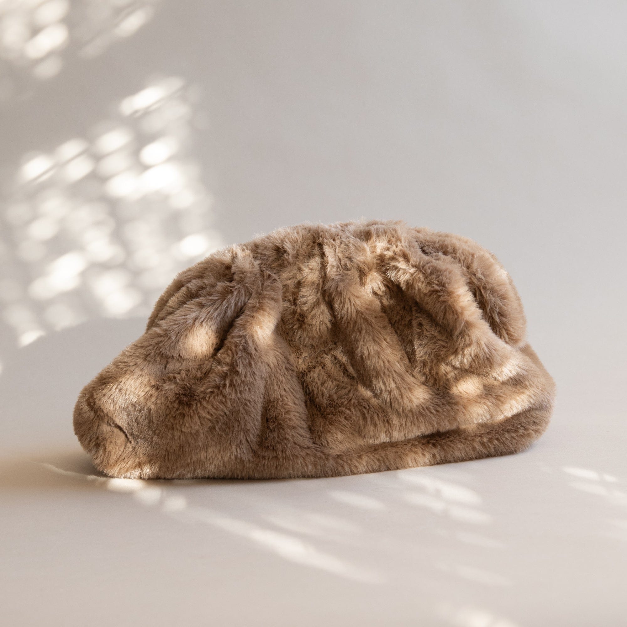 Maria La Rosa Bags Large / Nude Clutch in Faux Fur