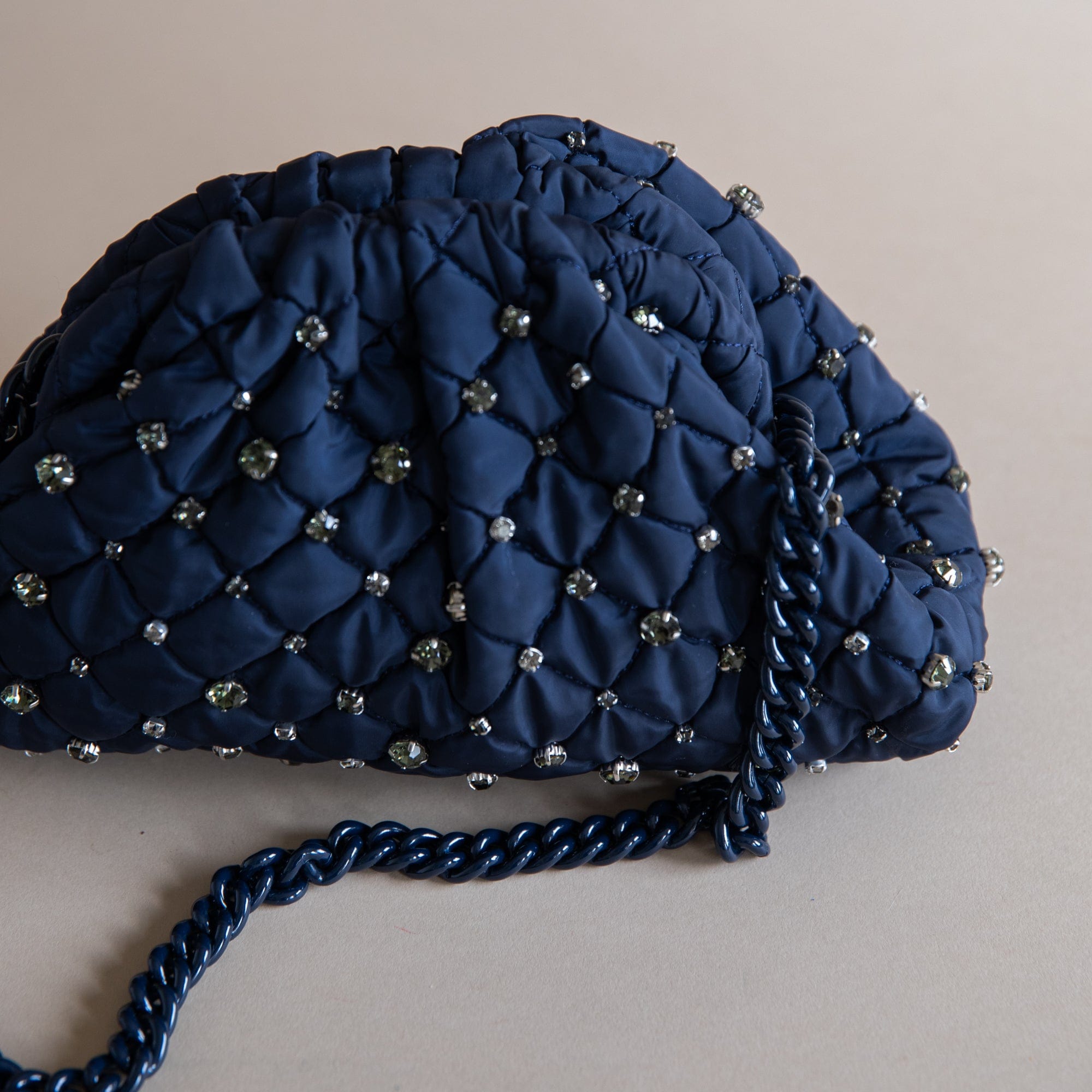 Maria La Rosa Bags Strass Mini Game Clutch in Navy