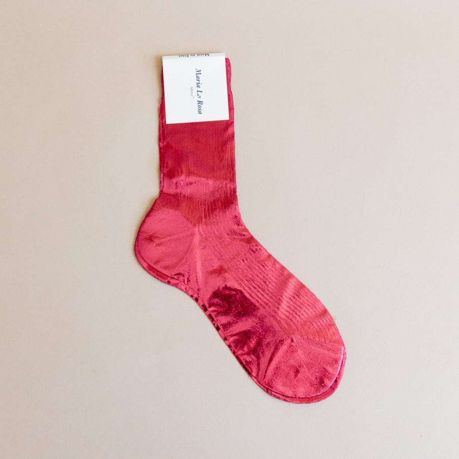 Maria La Rosa Socks Antique Pink One Ribbed Laminated Socks by Maria La Rosa