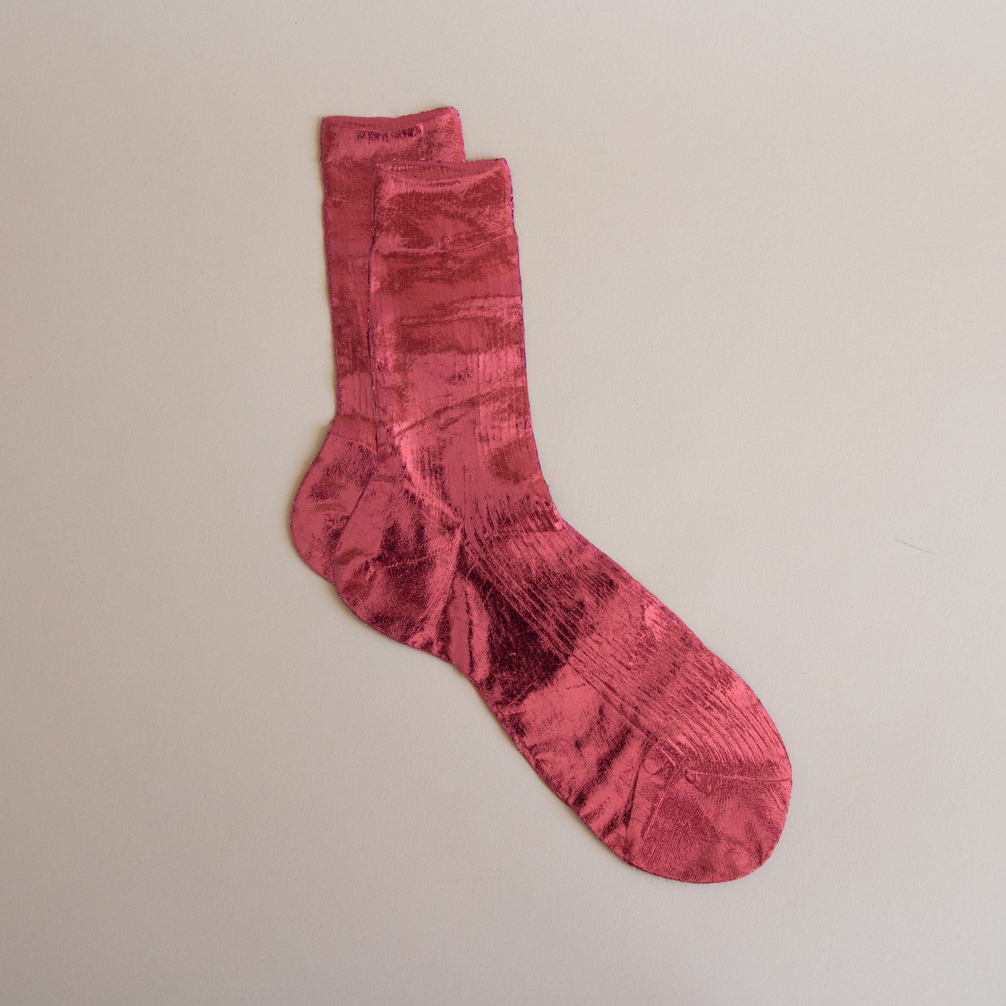 Maria La Rosa Socks Antique Pink One Ribbed Laminated Socks by Maria La Rosa