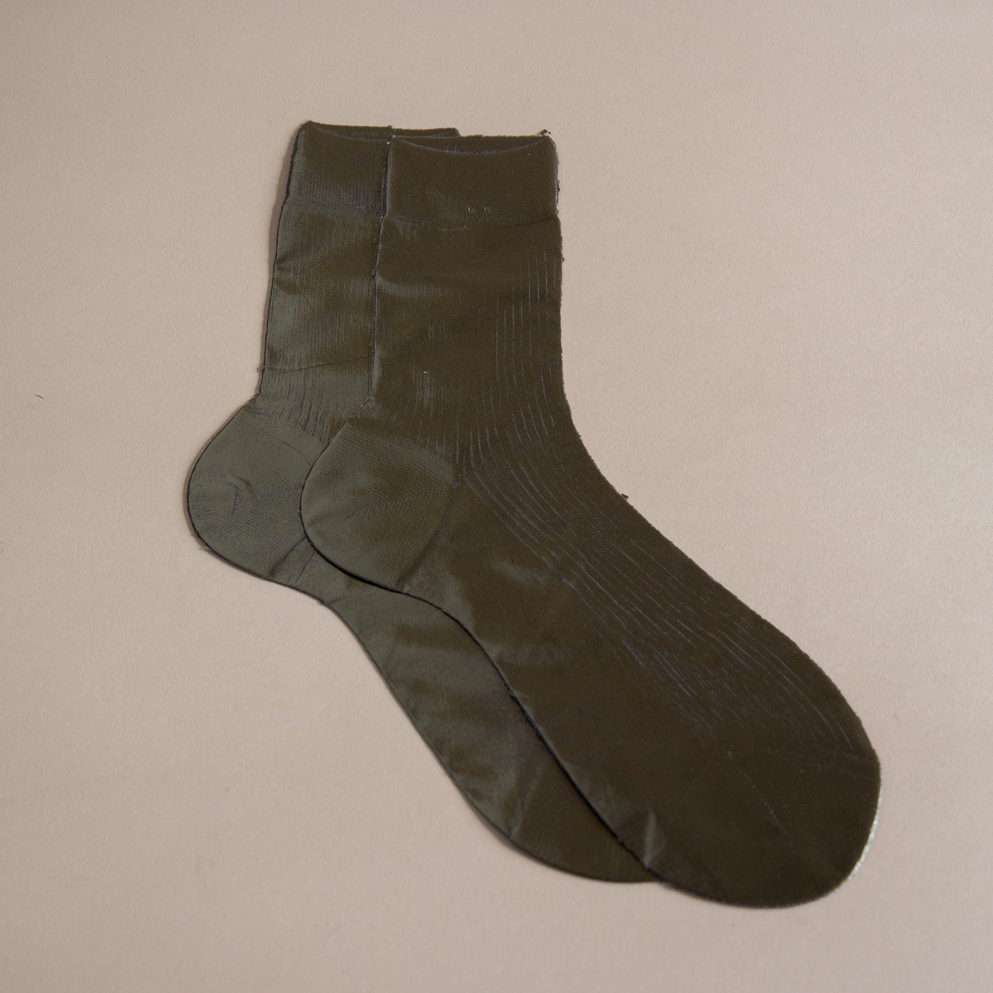 Maria La Rosa Socks Bosco - Olive One Ribbed Laminated Socks by Maria La Rosa