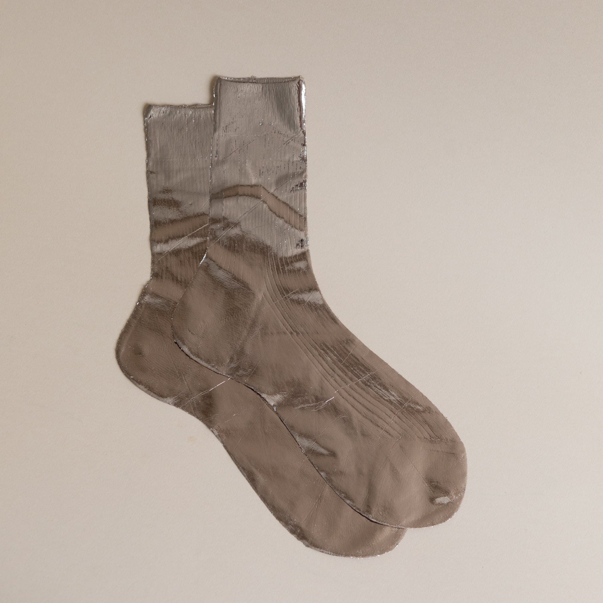 Maria La Rosa Socks Bronze One Ribbed Laminated Socks by Maria La Rosa