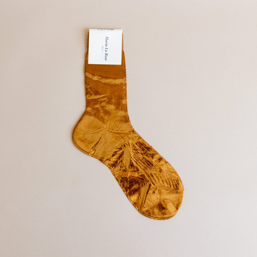 Maria La Rosa Socks Brown One Ribbed Laminated Socks by Maria La Rosa