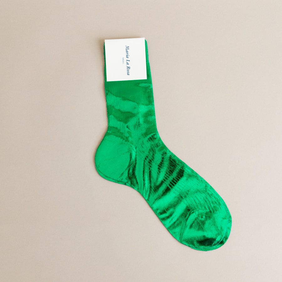 Maria La Rosa Socks Emerald One Ribbed Laminated Socks by Maria La Rosa