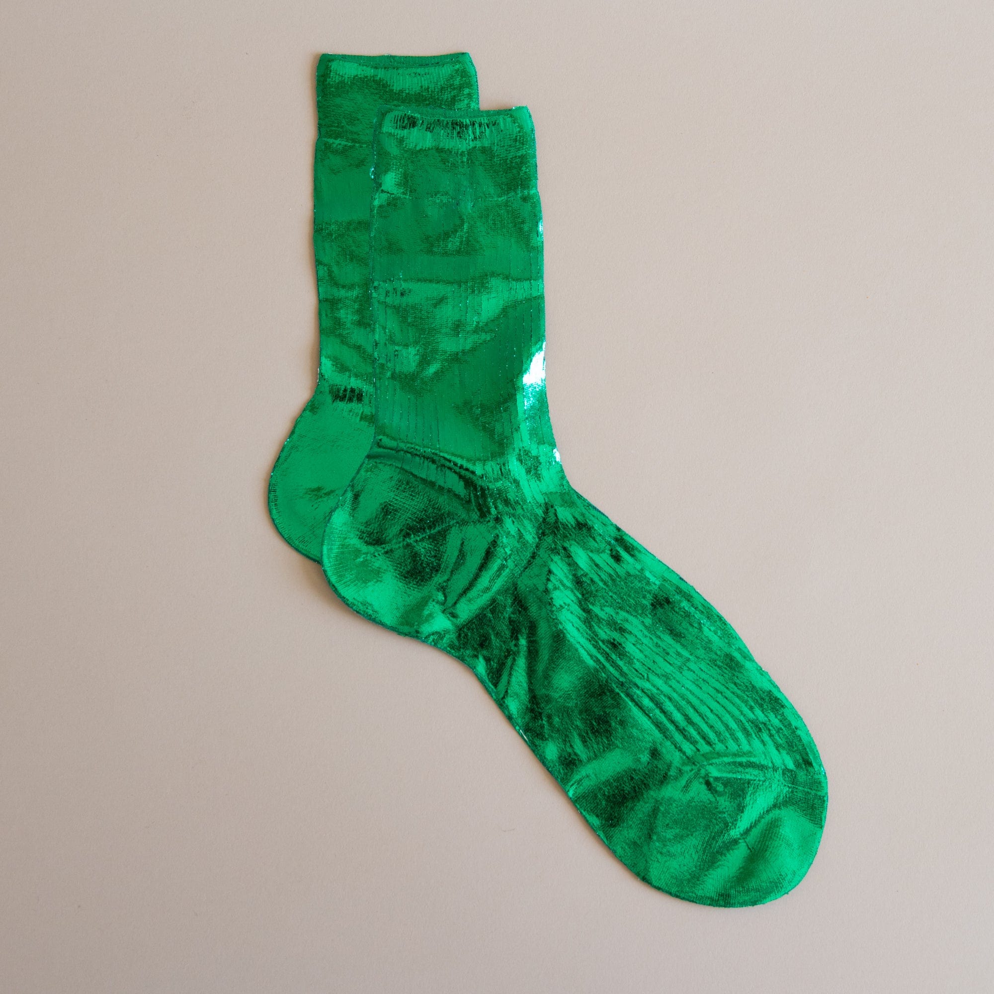 Maria La Rosa Socks Emerald One Ribbed Laminated Socks by Maria La Rosa