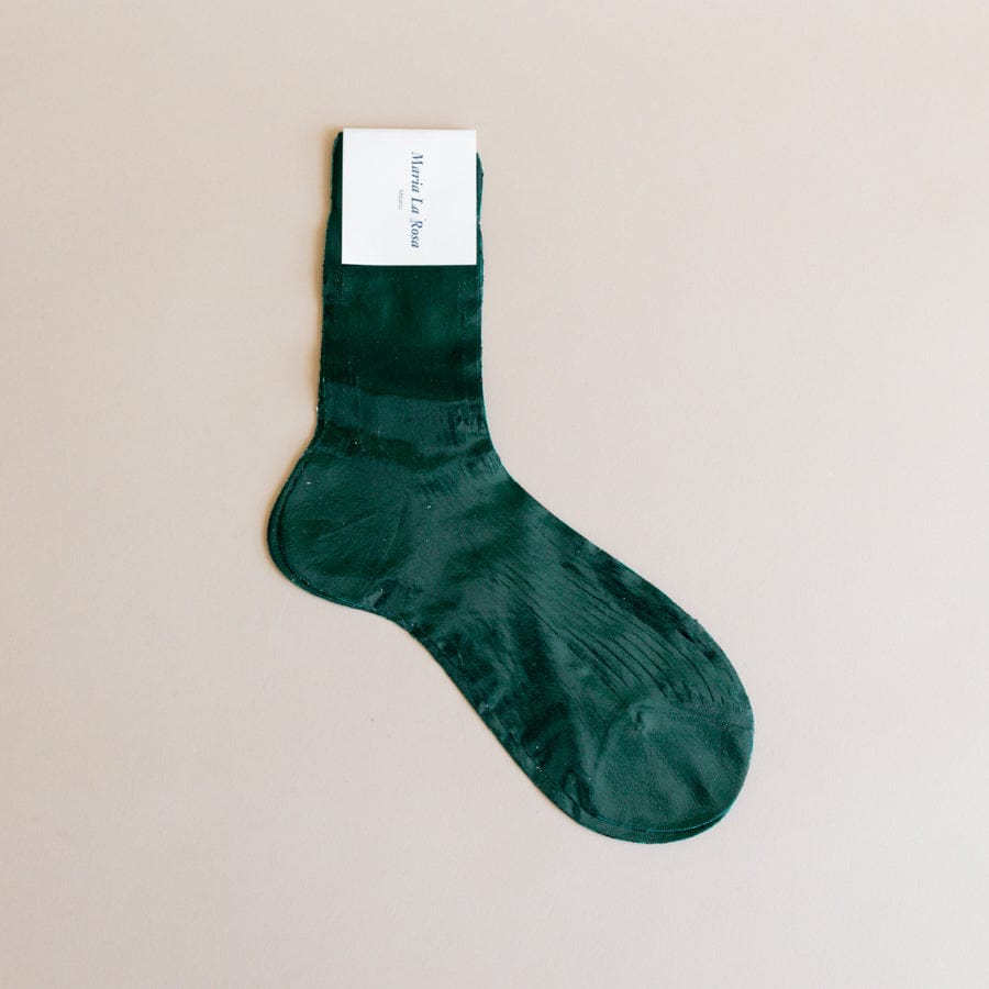 Maria La Rosa Socks Forest Green One Ribbed Laminated Socks by Maria La Rosa