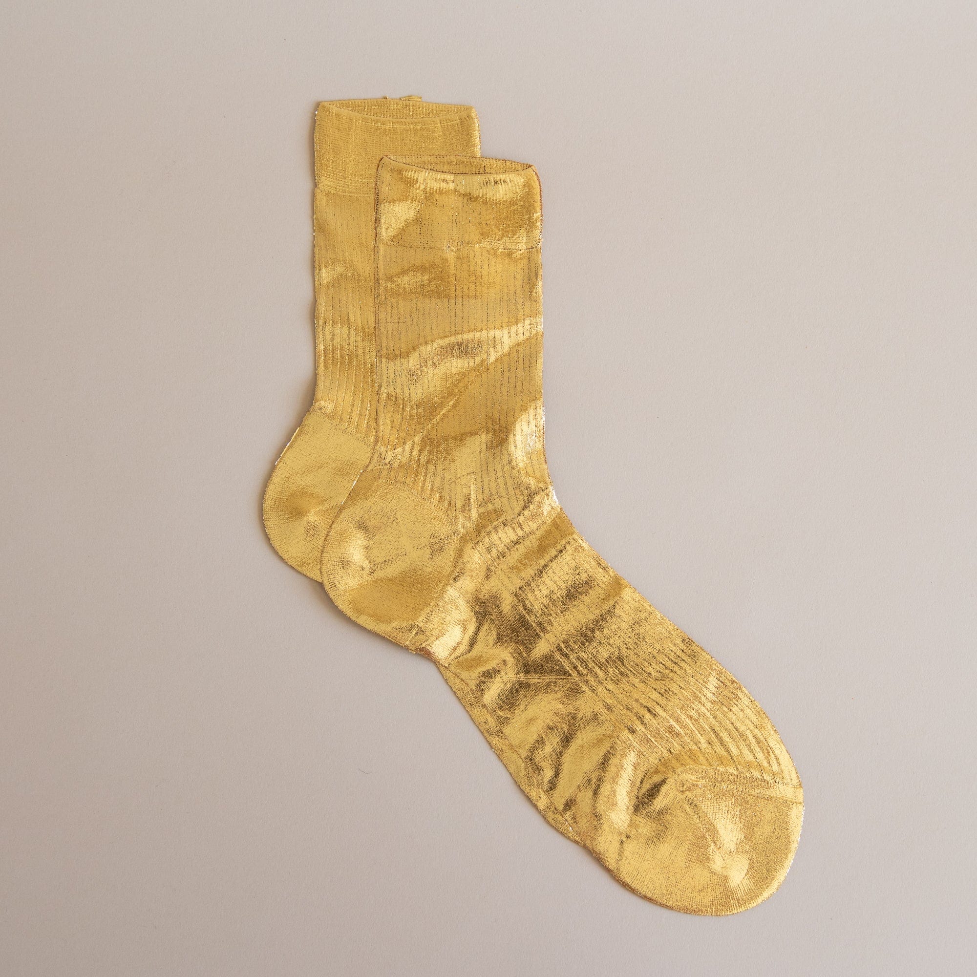 Maria La Rosa Socks Gold One Ribbed Laminated Socks by Maria La Rosa