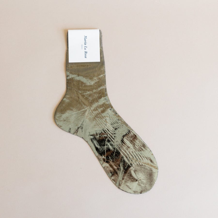 Maria La Rosa Socks Grey One Ribbed Laminated Socks by Maria La Rosa