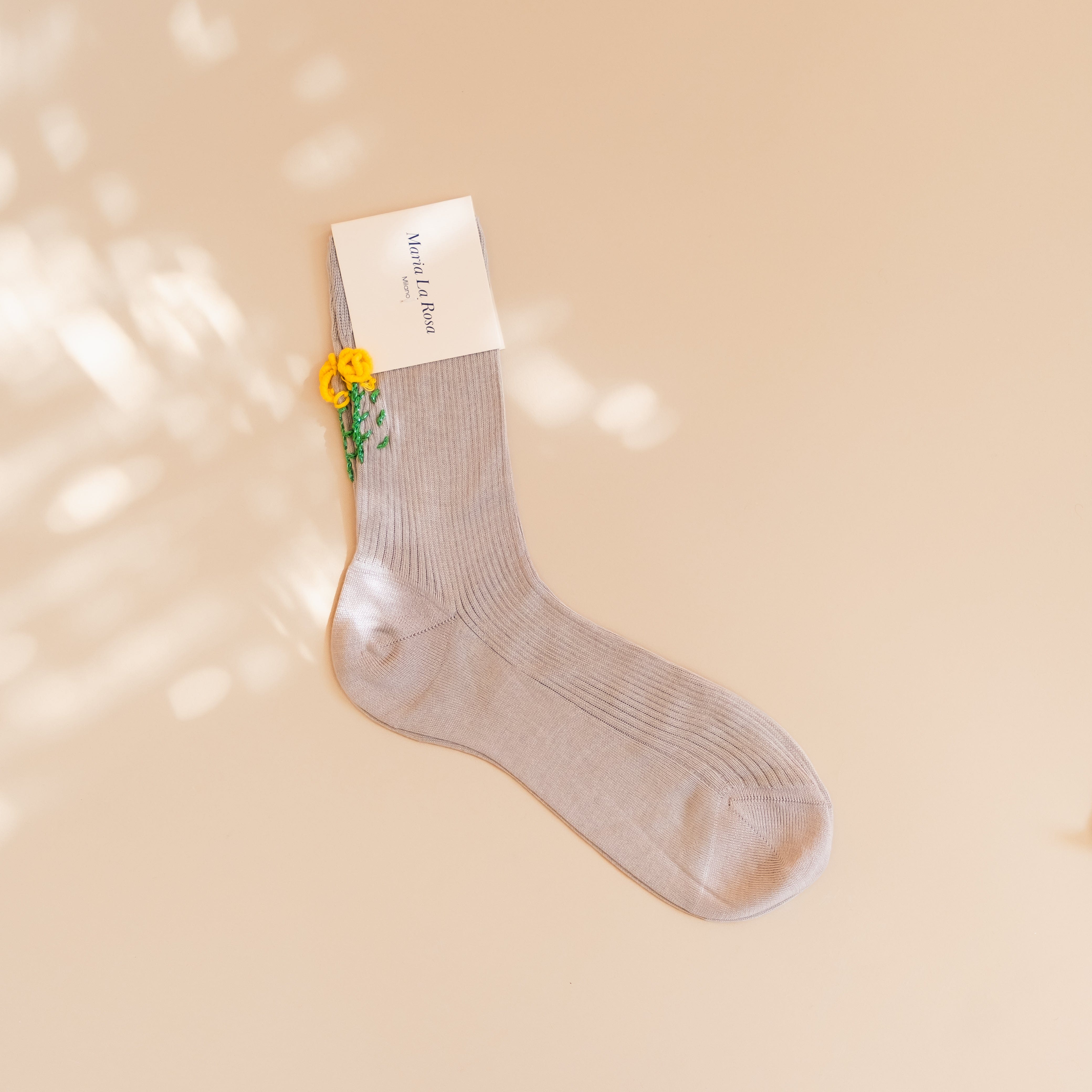 Maria La Rosa Socks Light Gray Maria La Rosa Bloom Socks