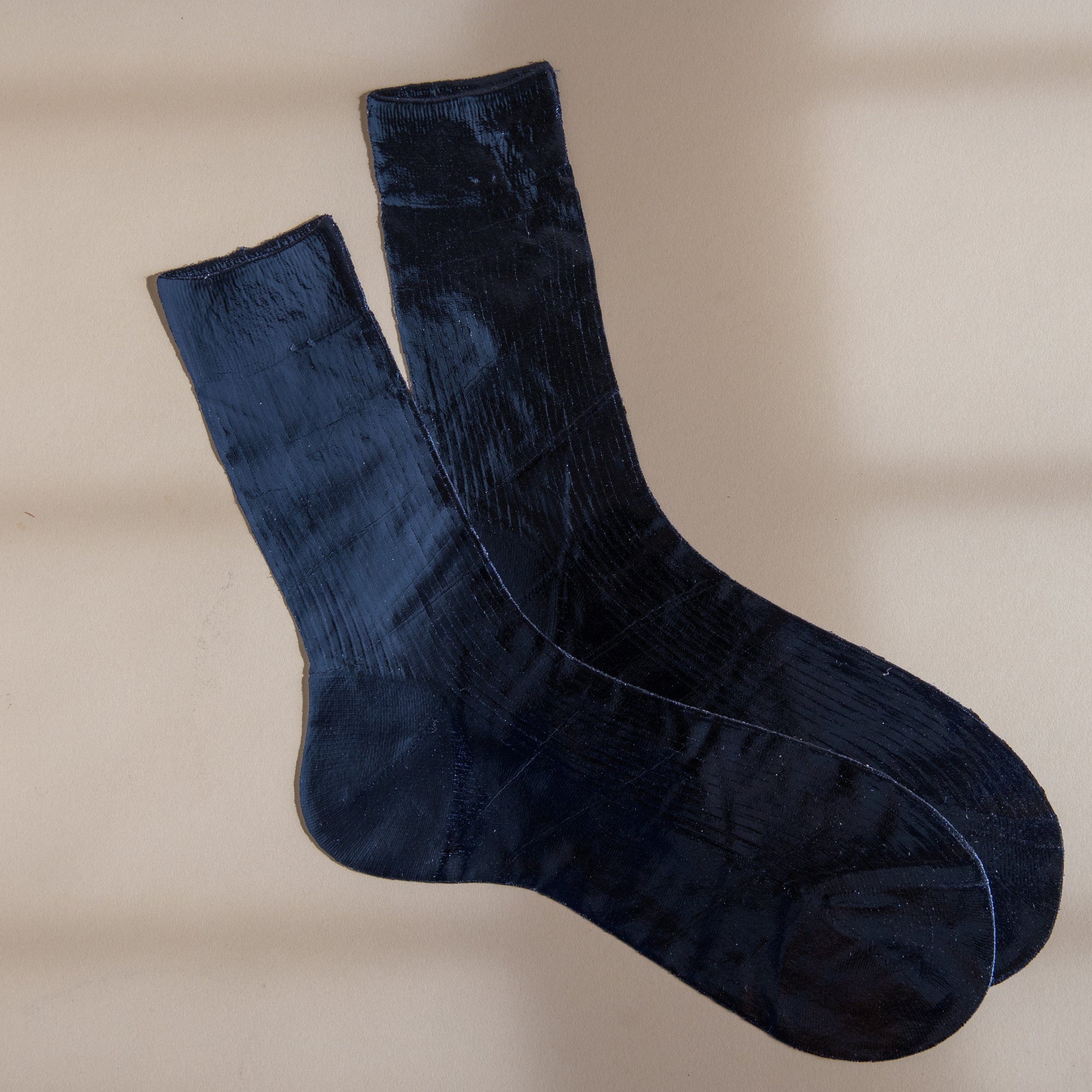 Maria La Rosa Socks Navy One Ribbed Laminated Socks by Maria La Rosa