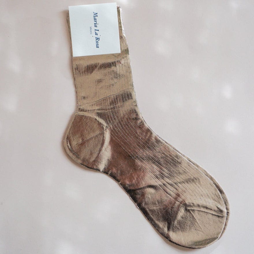 Maria La Rosa Socks Platinum One Ribbed Laminated Socks by Maria La Rosa