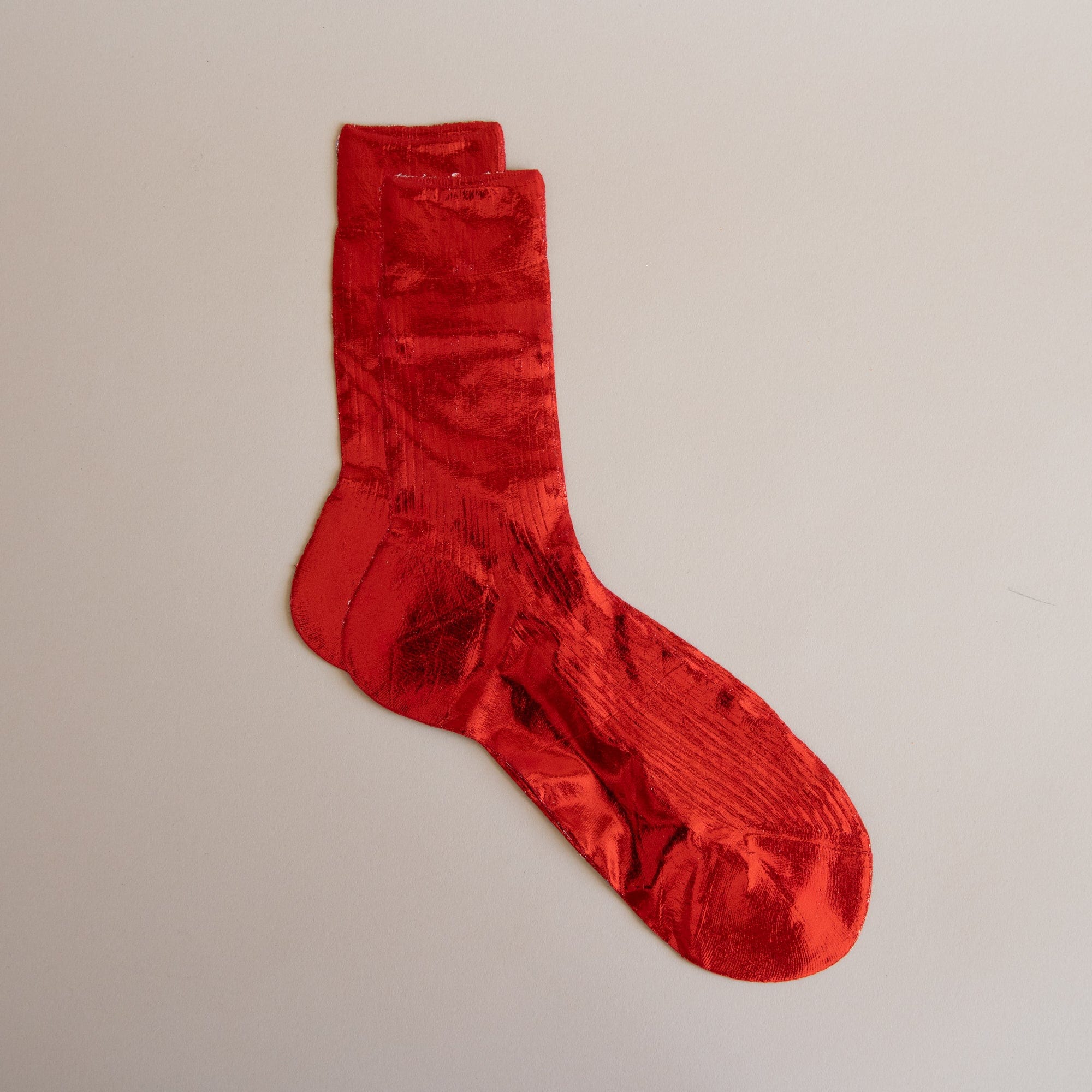 Maria La Rosa Socks Red One Ribbed Laminated Socks by Maria La Rosa