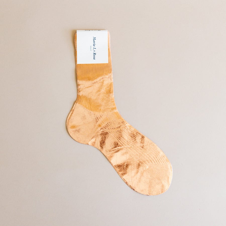 Maria La Rosa Socks Rose One Ribbed Laminated Socks by Maria La Rosa