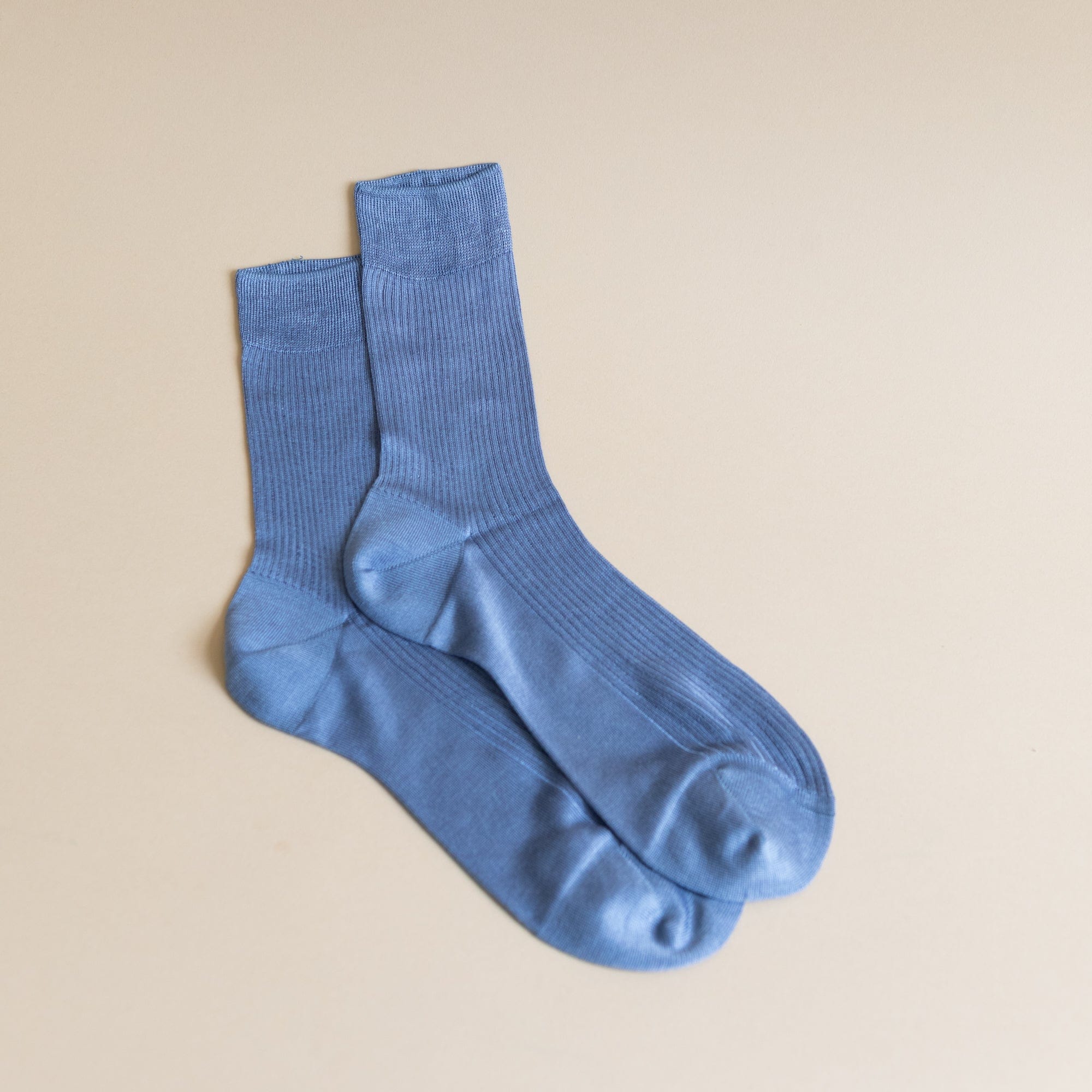 Maria La Rosa Socks Steel Blue One Ribbed Socks by Maria La Rosa