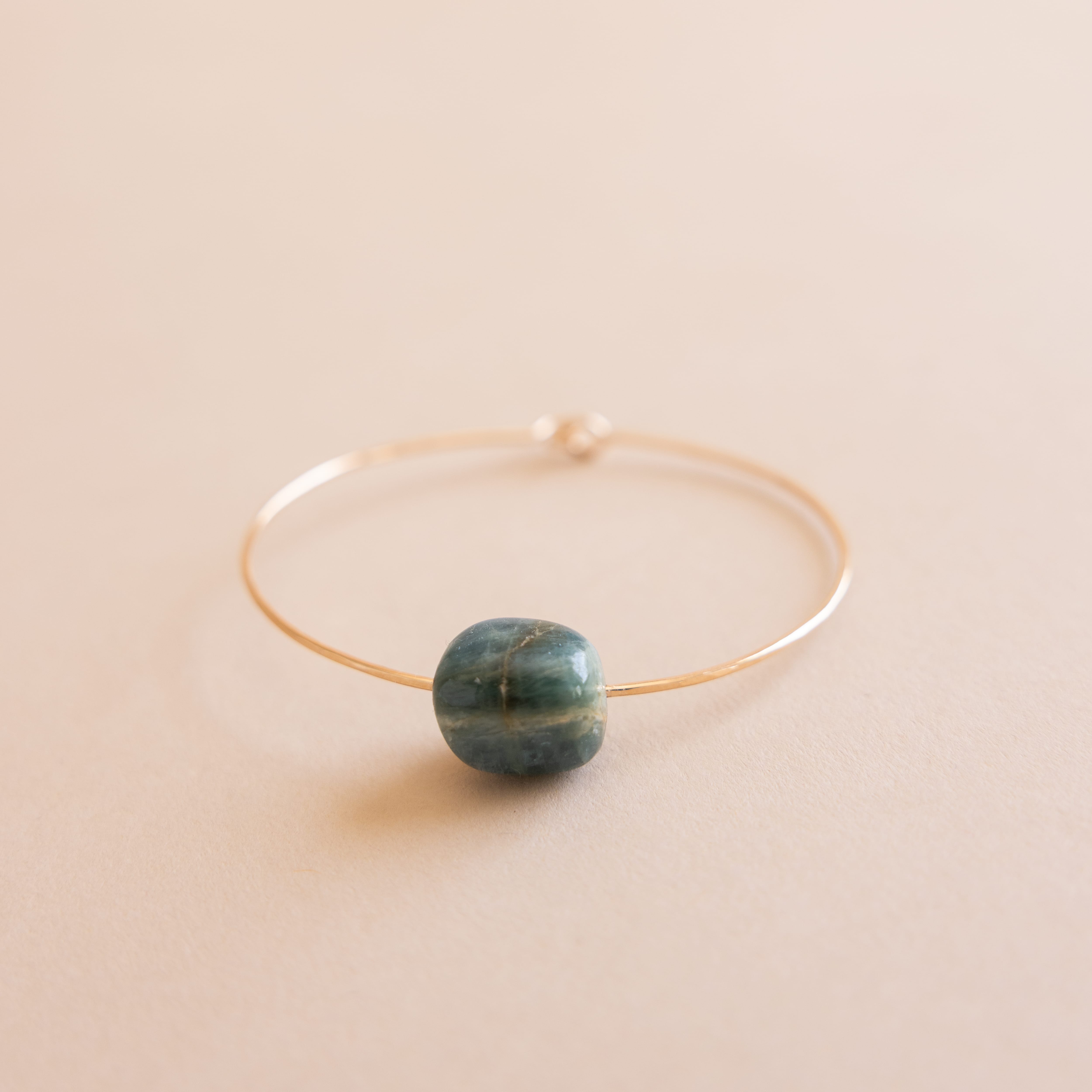 Mary MacGill Bracelets Aquamarine Stone Cuff Bracelet by Mary MacGill