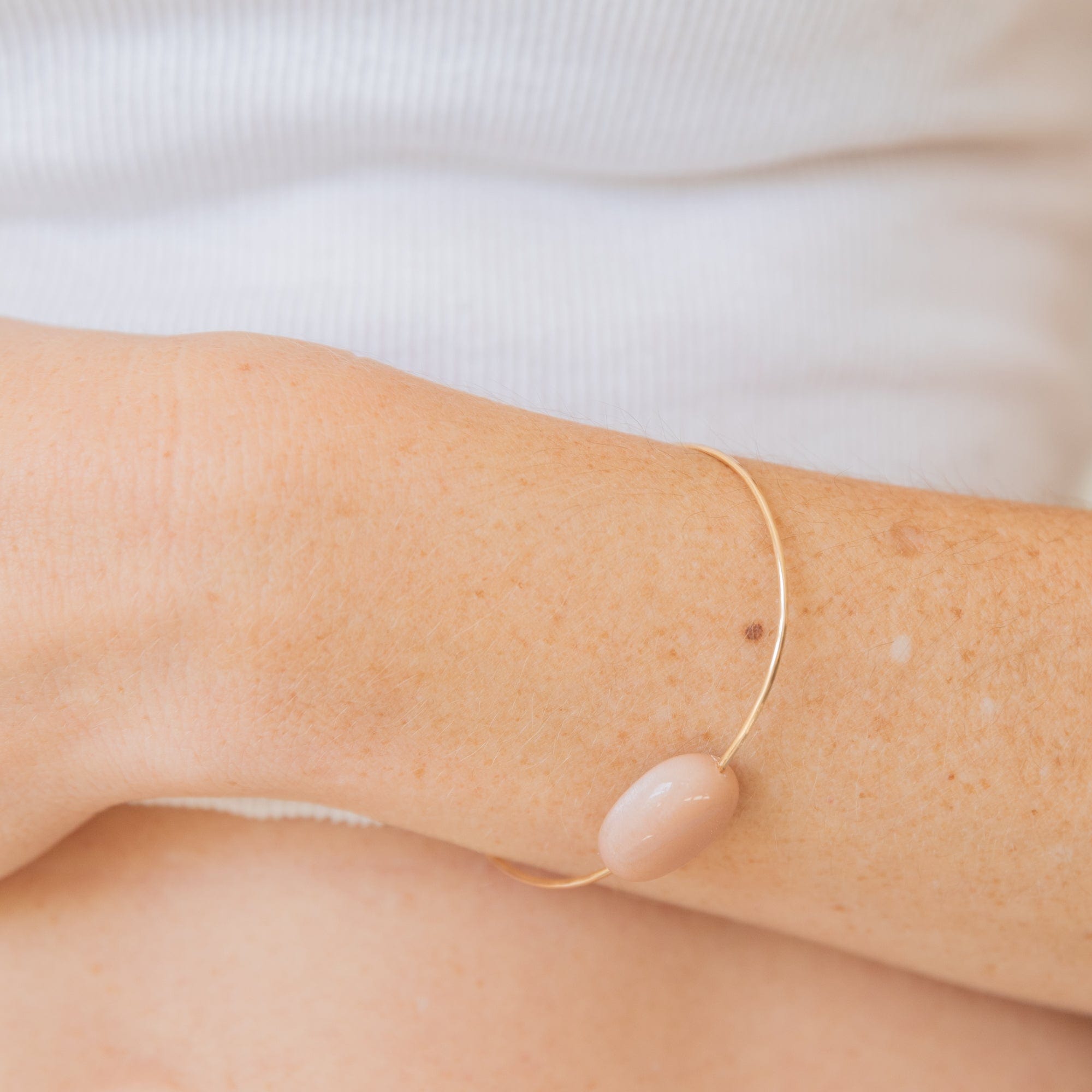 Mary MacGill Bracelets Cuff Bracelet in Pink Moonstone