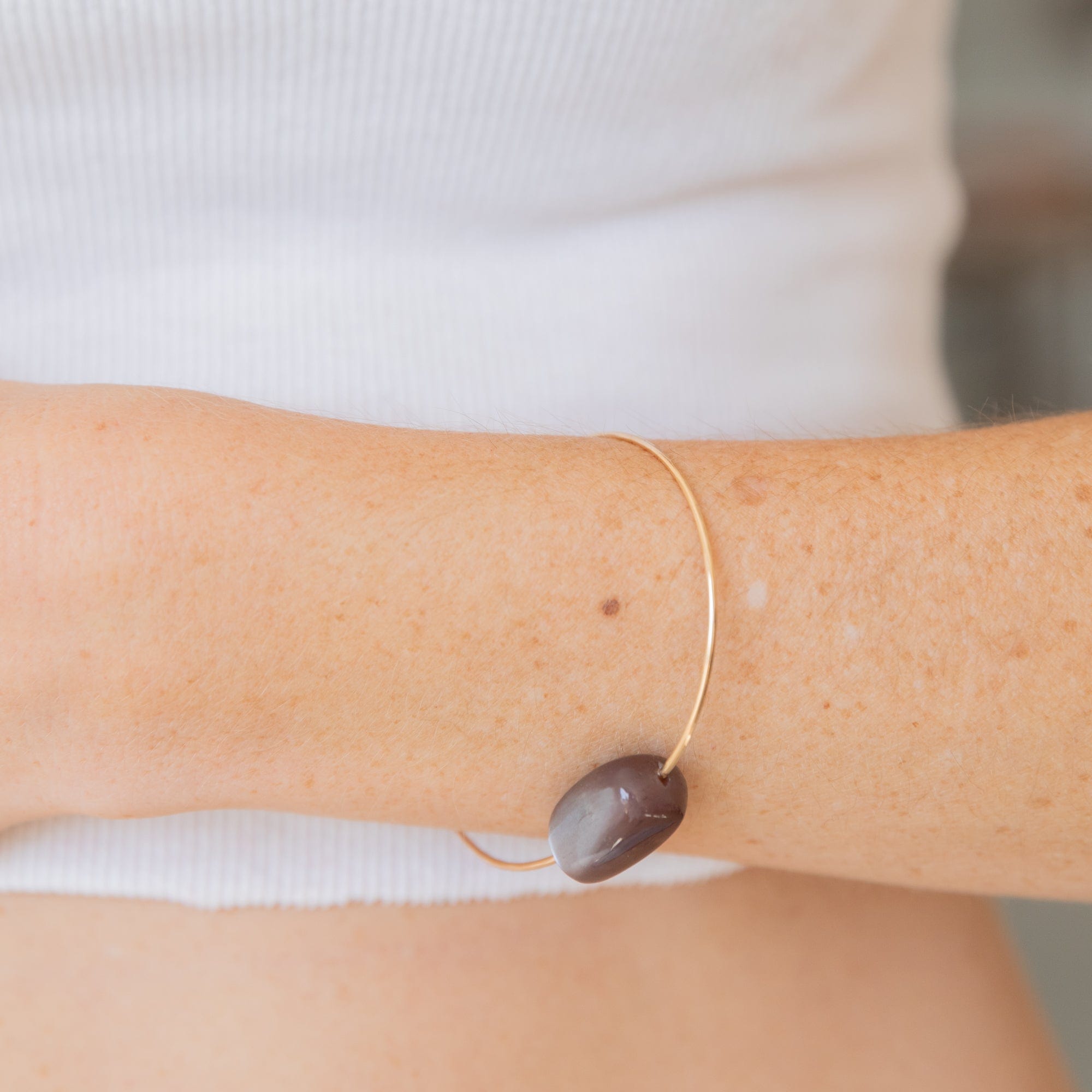 Mary MacGill Bracelets Cuff Bracelet in Smoky Moonstone