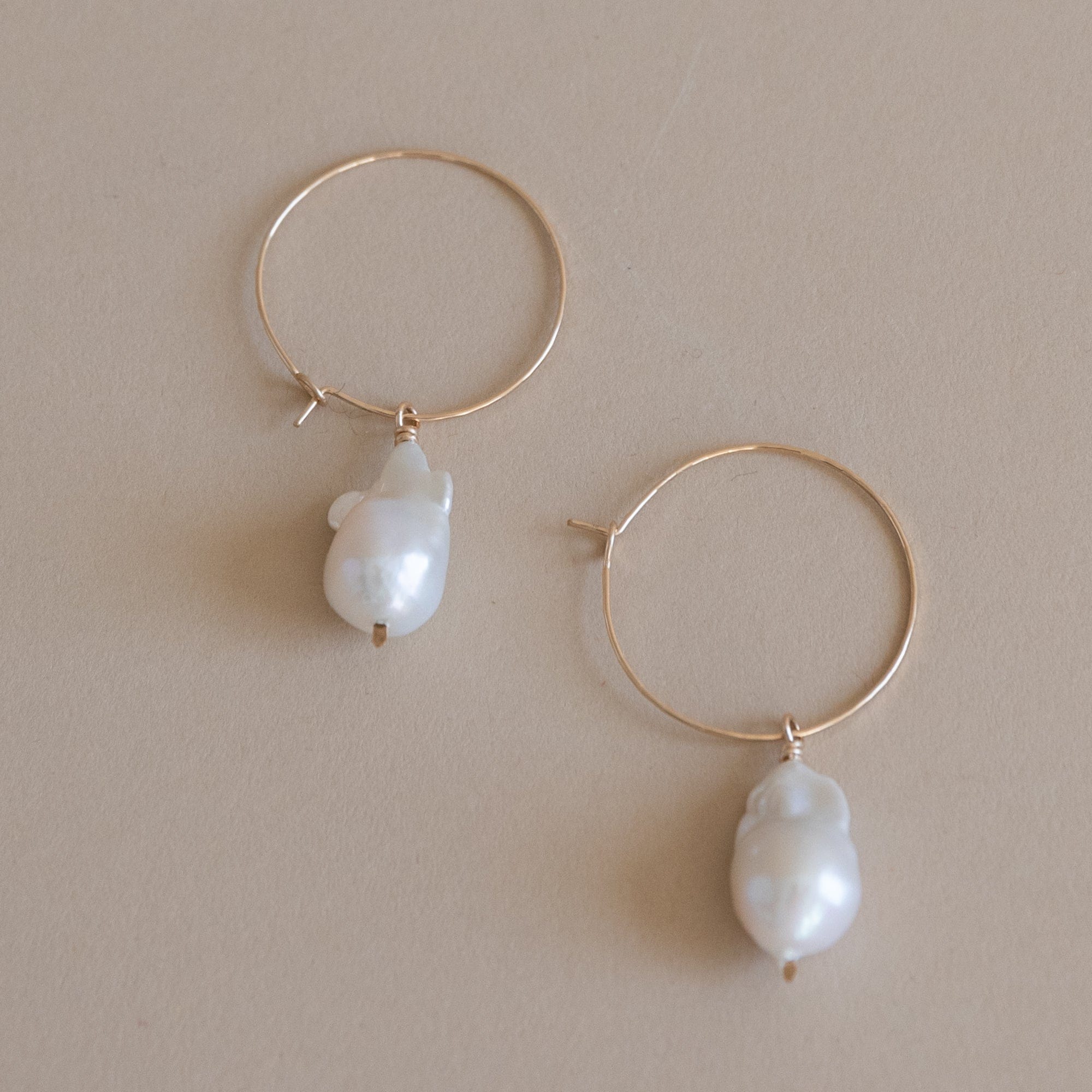 Mary MacGill Earrings Baroque Pearl Drop Hoops