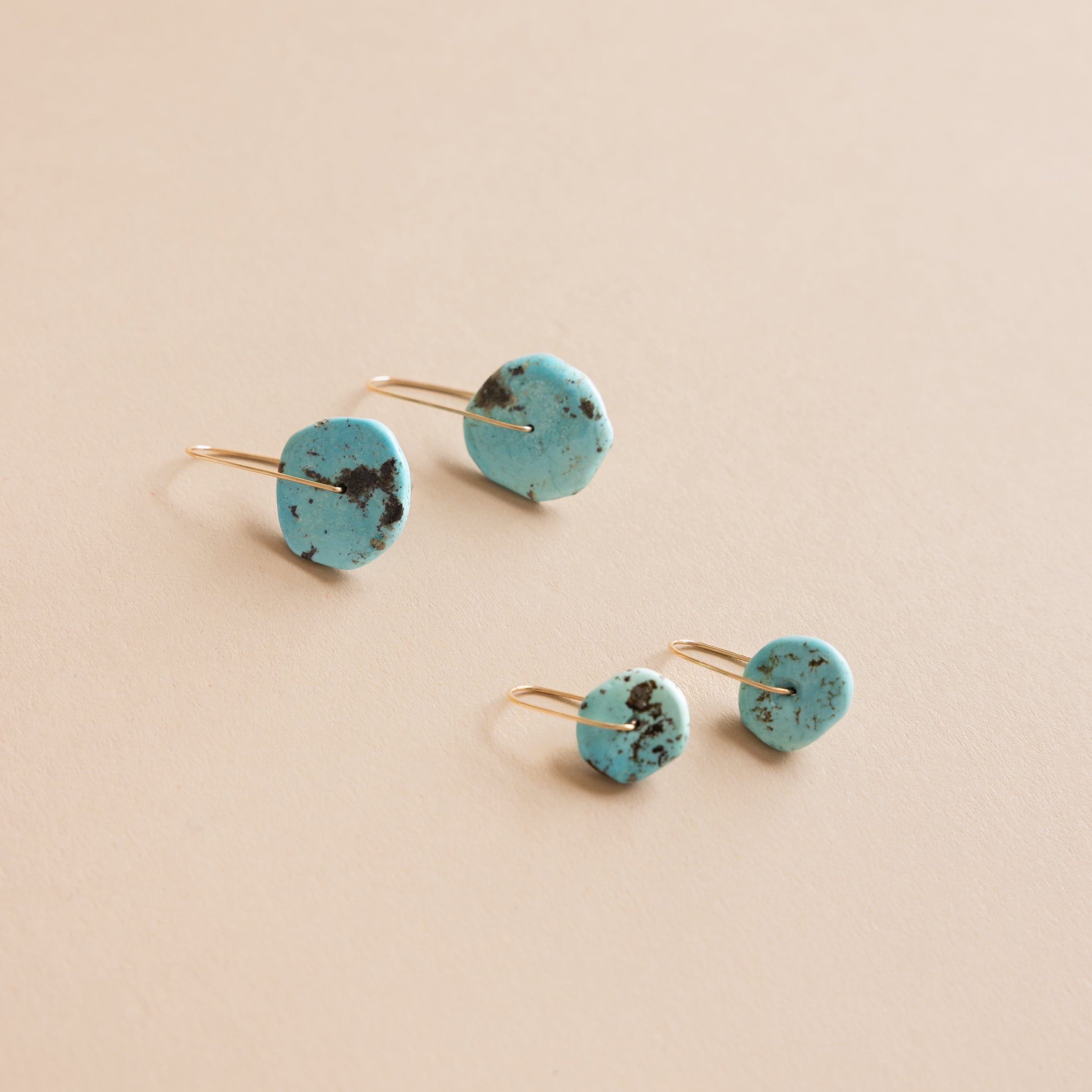 Mary MacGill Earrings Blue Turquoise / Small Turquoise Hanging Disc Earrings by Mary MacGill