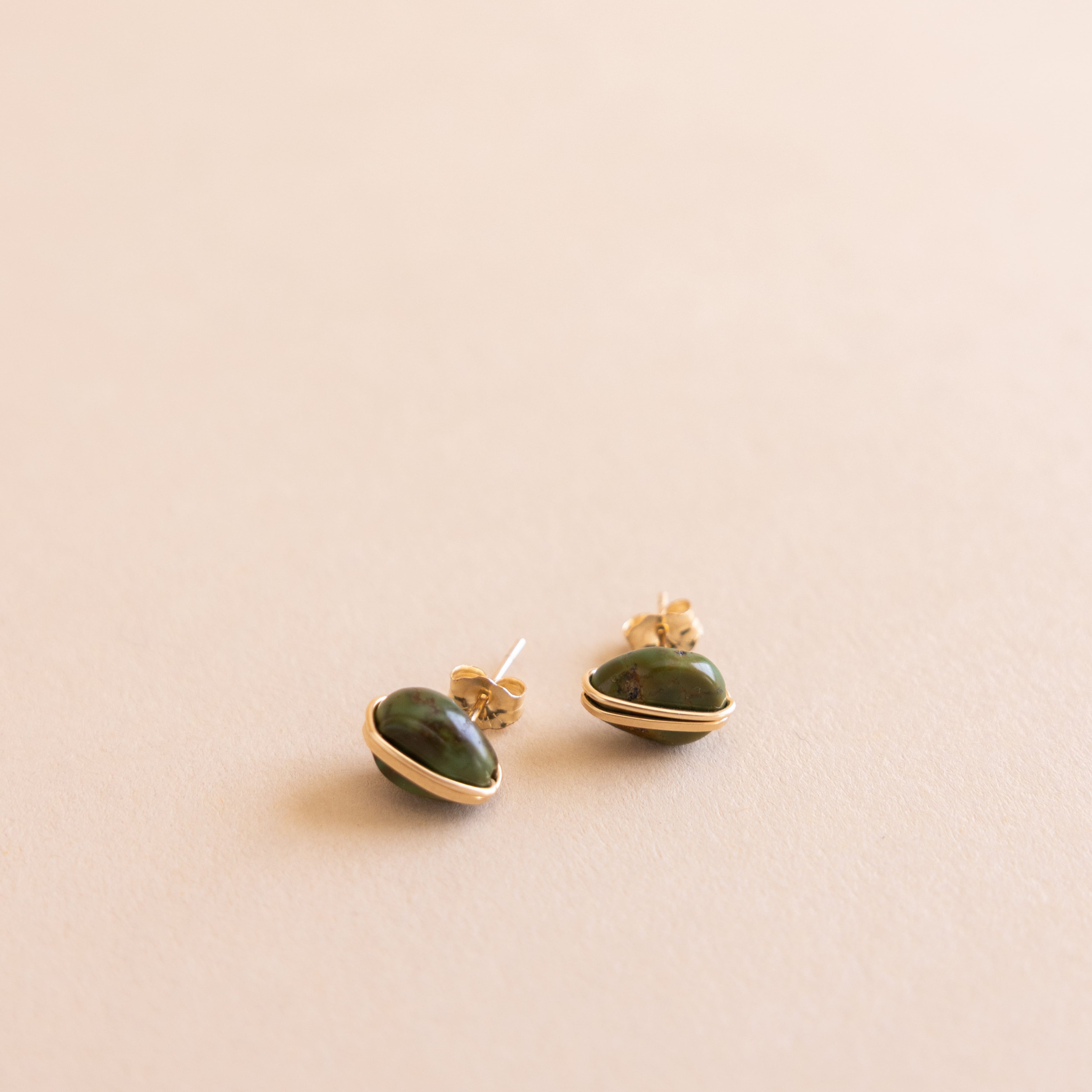 Mary MacGill Earrings Brown Turquoise Turquoise Studs by Mary MacGill
