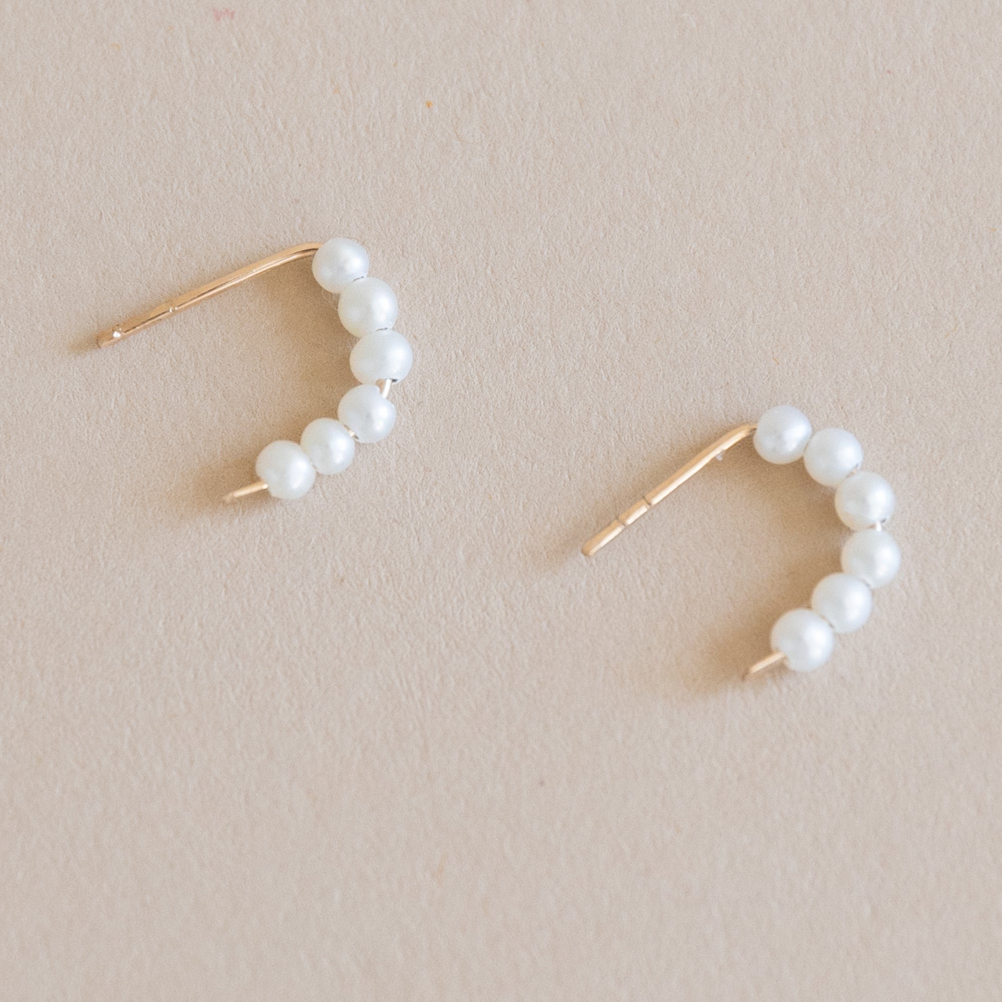 Mary MacGill Earrings Pearl Crescent Hoops