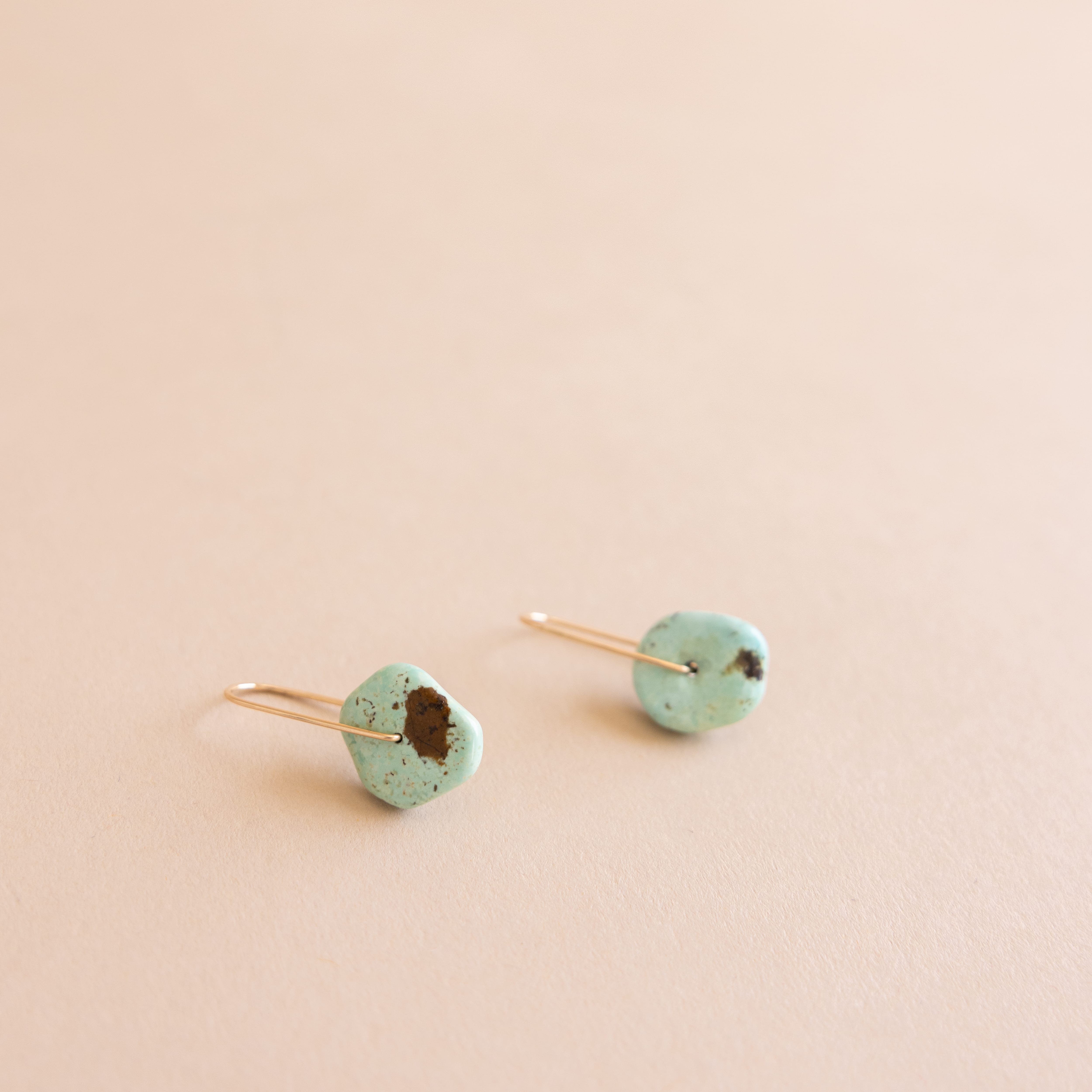 Mary MacGill Earrings Small Turquoise Hanging Disc Earrings by Mary MacGill