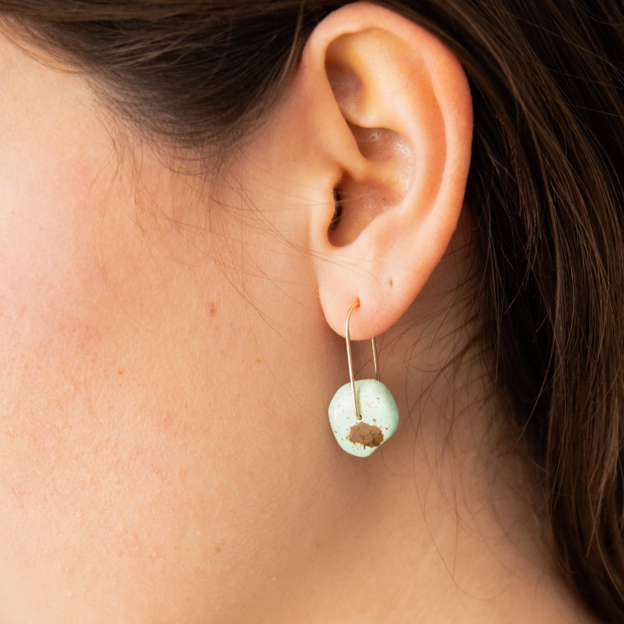Mary MacGill Earrings Turquoise Hanging Disc Earrings by Mary MacGill