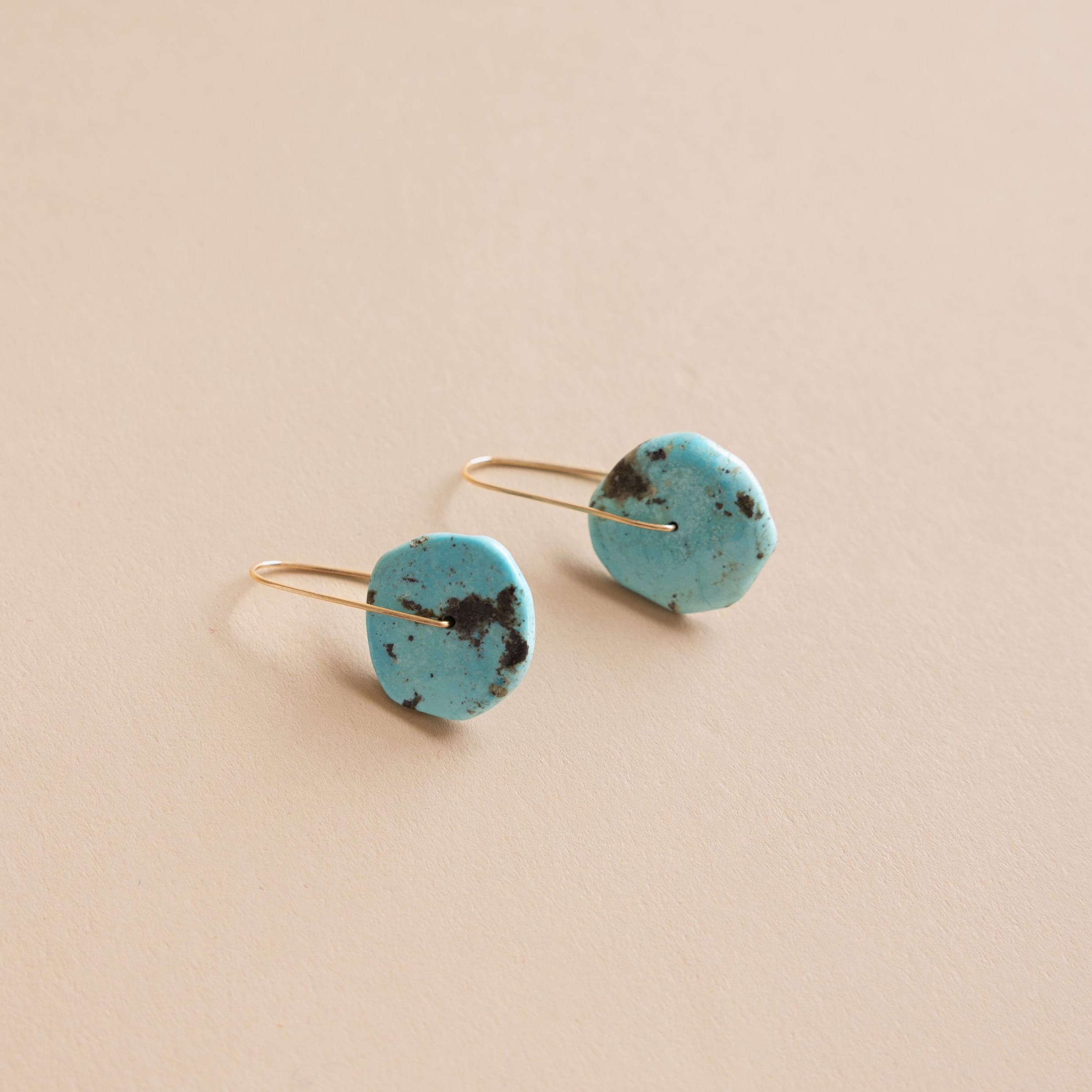 Mary MacGill Earrings Turquoise Hanging Disc Earrings by Mary MacGill