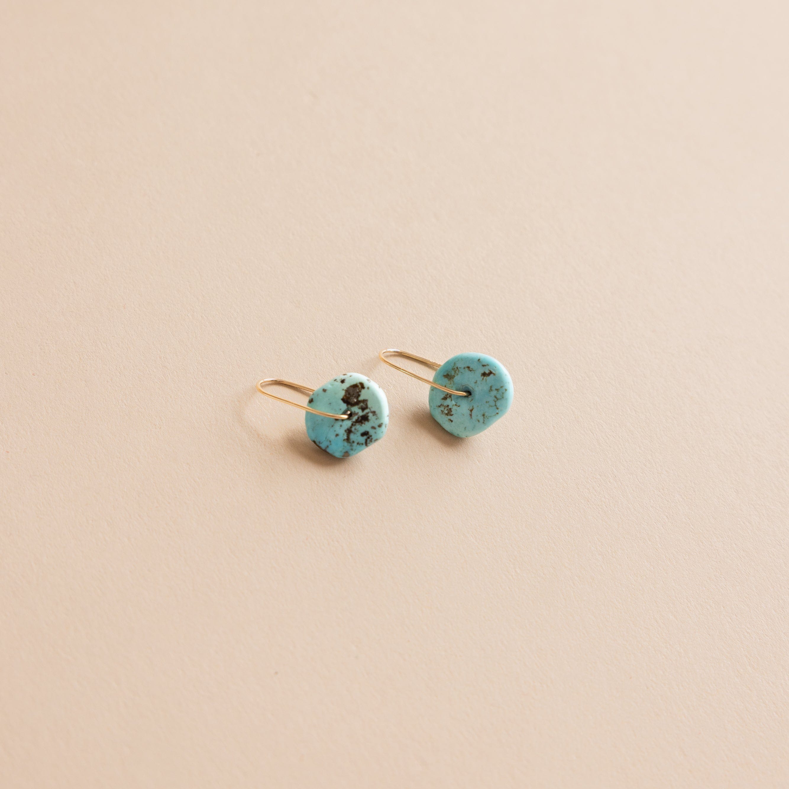 Mary MacGill Earrings Turquoise Hanging Disc Earrings by Mary MacGill