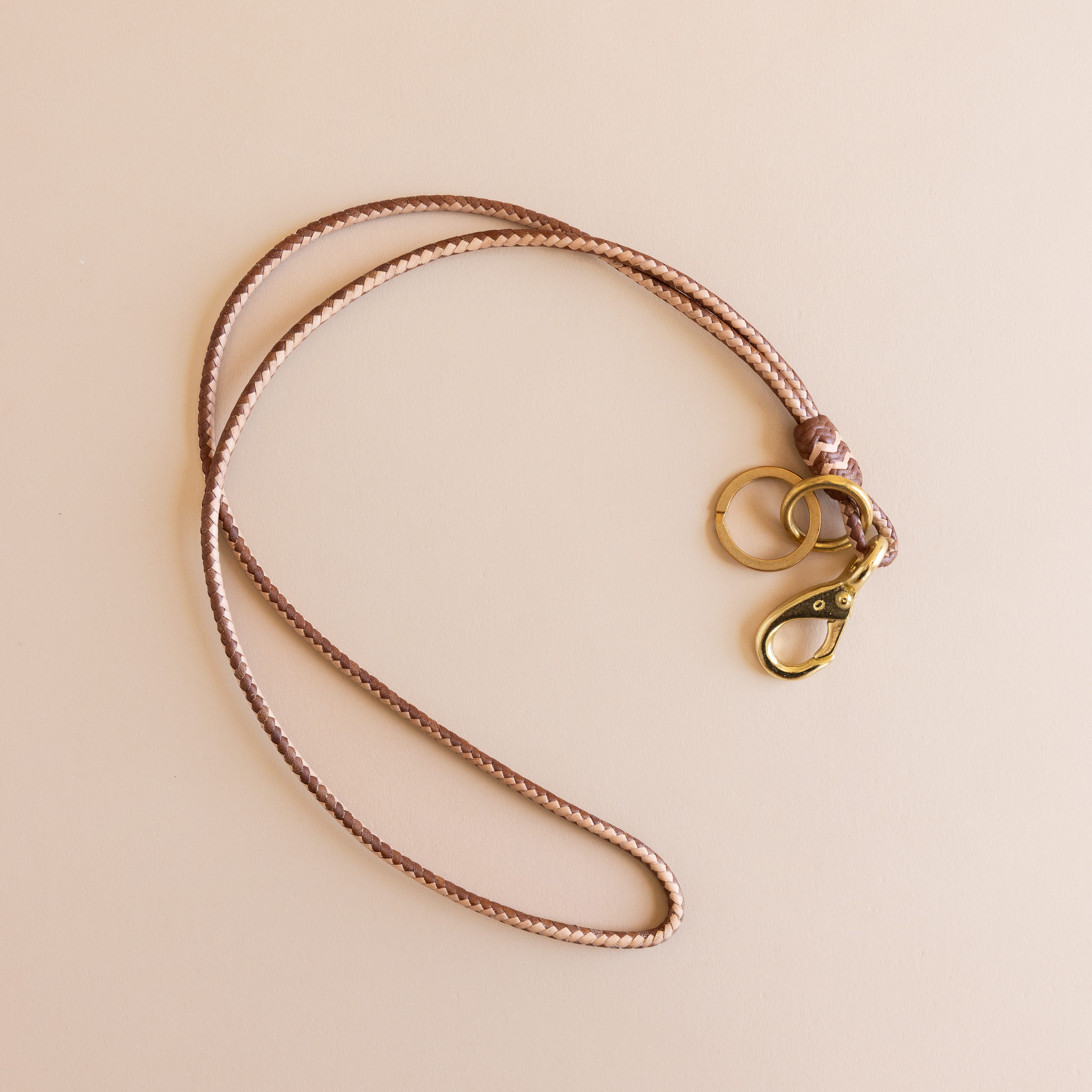 Matthew Ready Keychains Brown/Natural Leather & Brass Key Lanyard