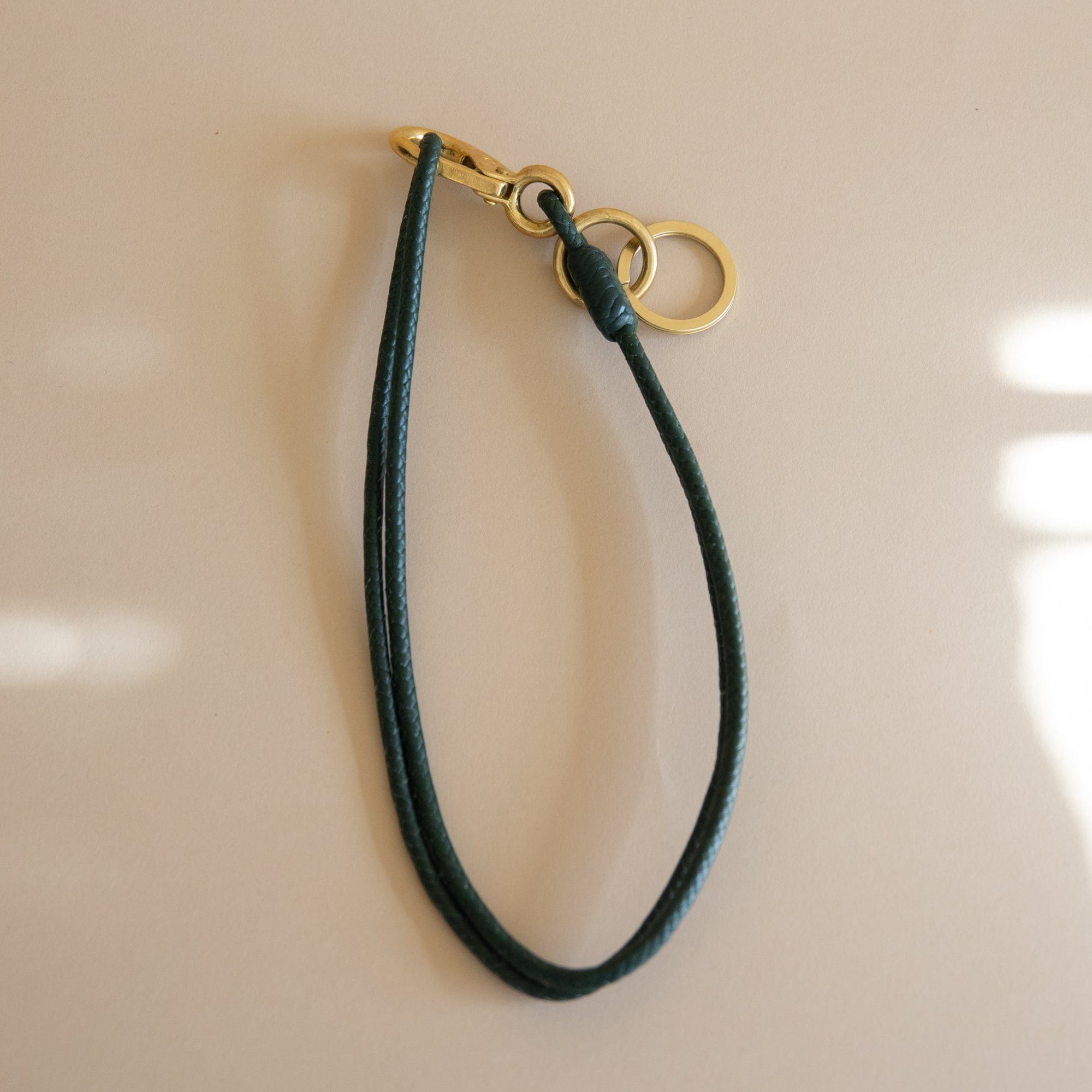 Matthew Ready Keychains Forest Green Leather & Brass Key Lanyard