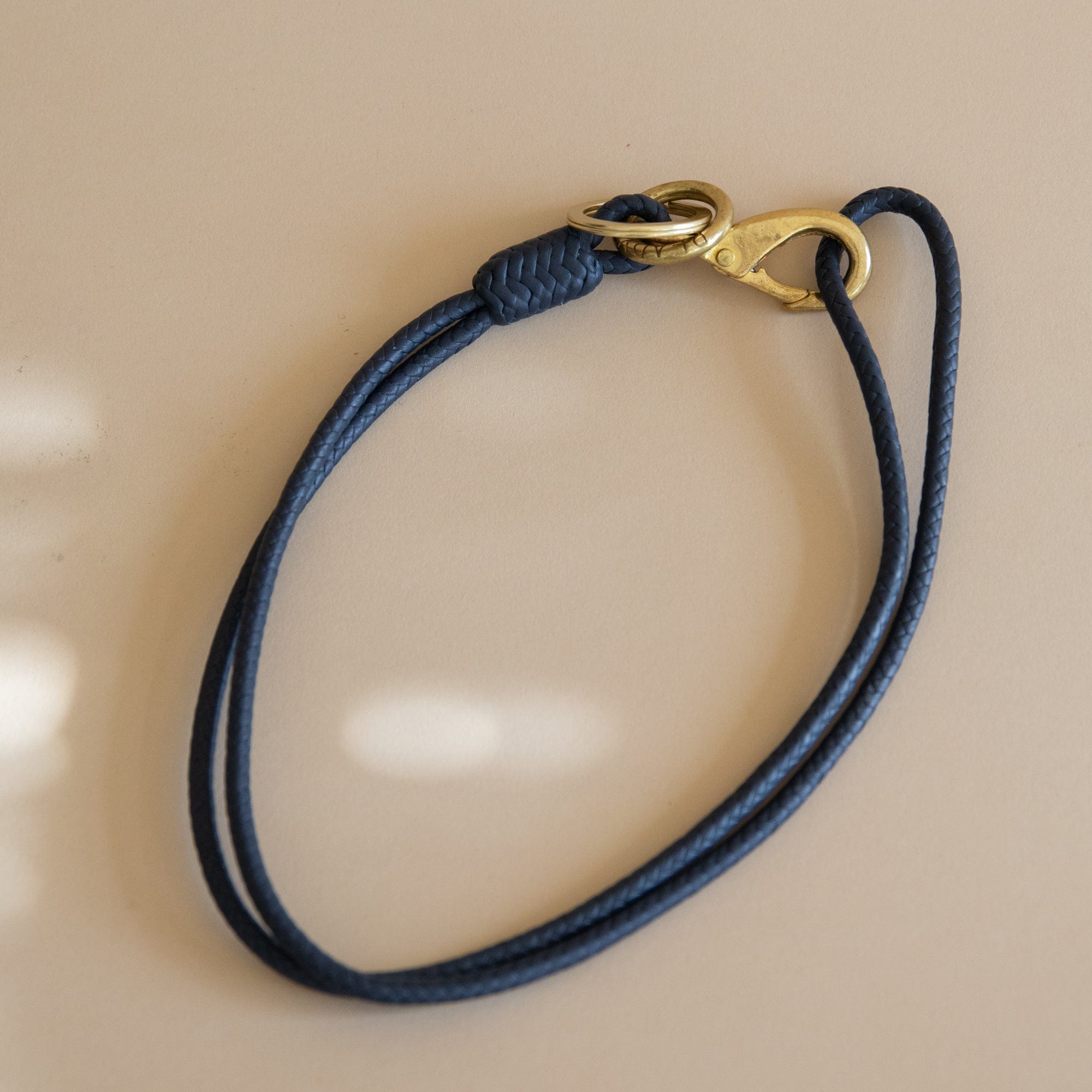 Matthew Ready Keychains Navy Leather & Brass Key Lanyard