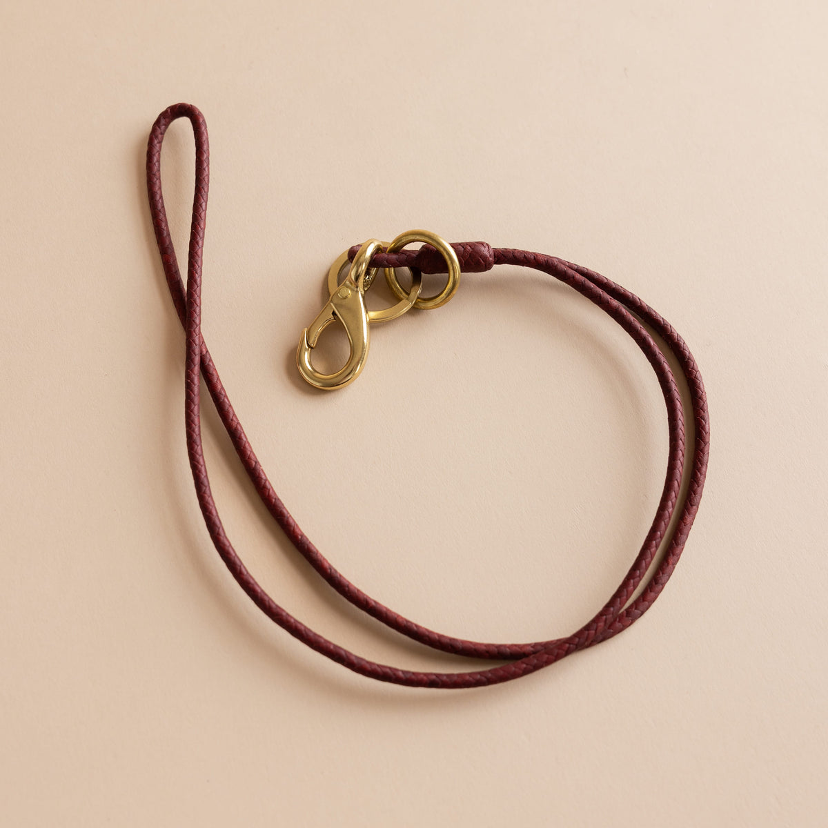 Matthew Ready Keychains Wine Leather & Brass Key Lanyard