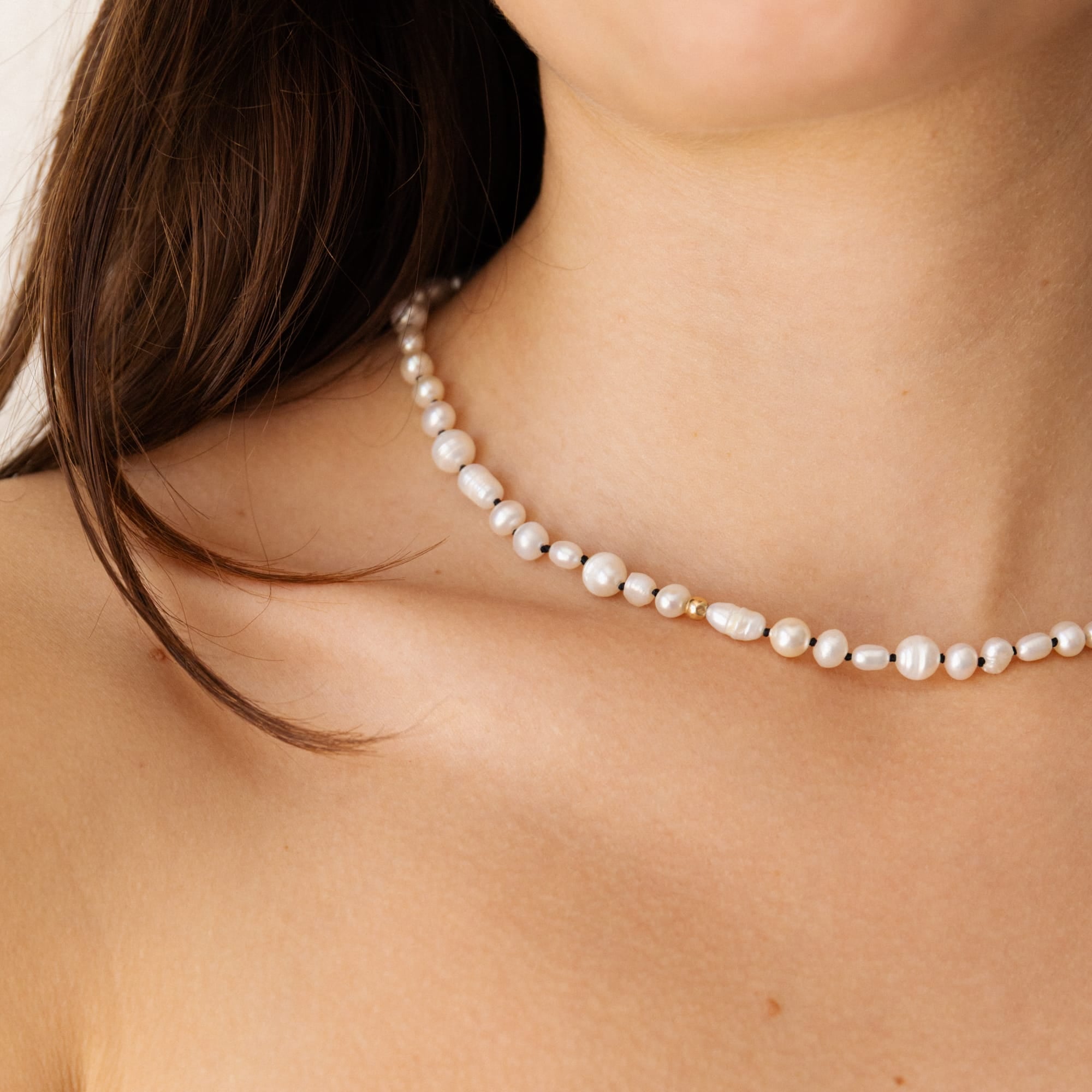 Beaded White Cultured Pearl Necklace