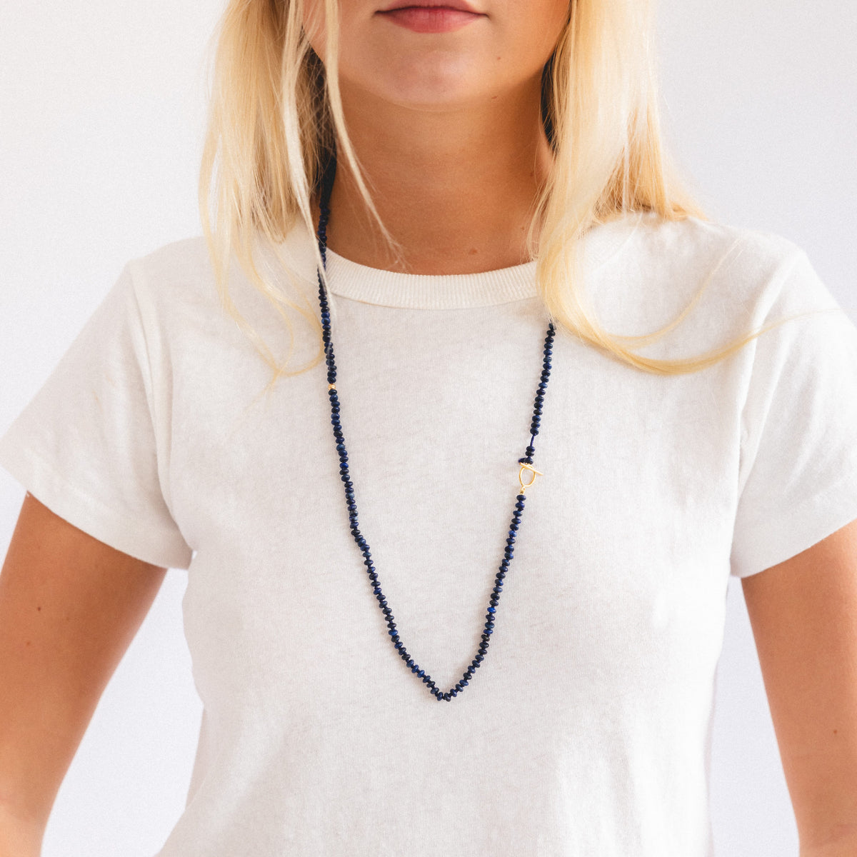 Matthew Ready Necklaces 28" with Clasp Beaded Lapis Necklace
