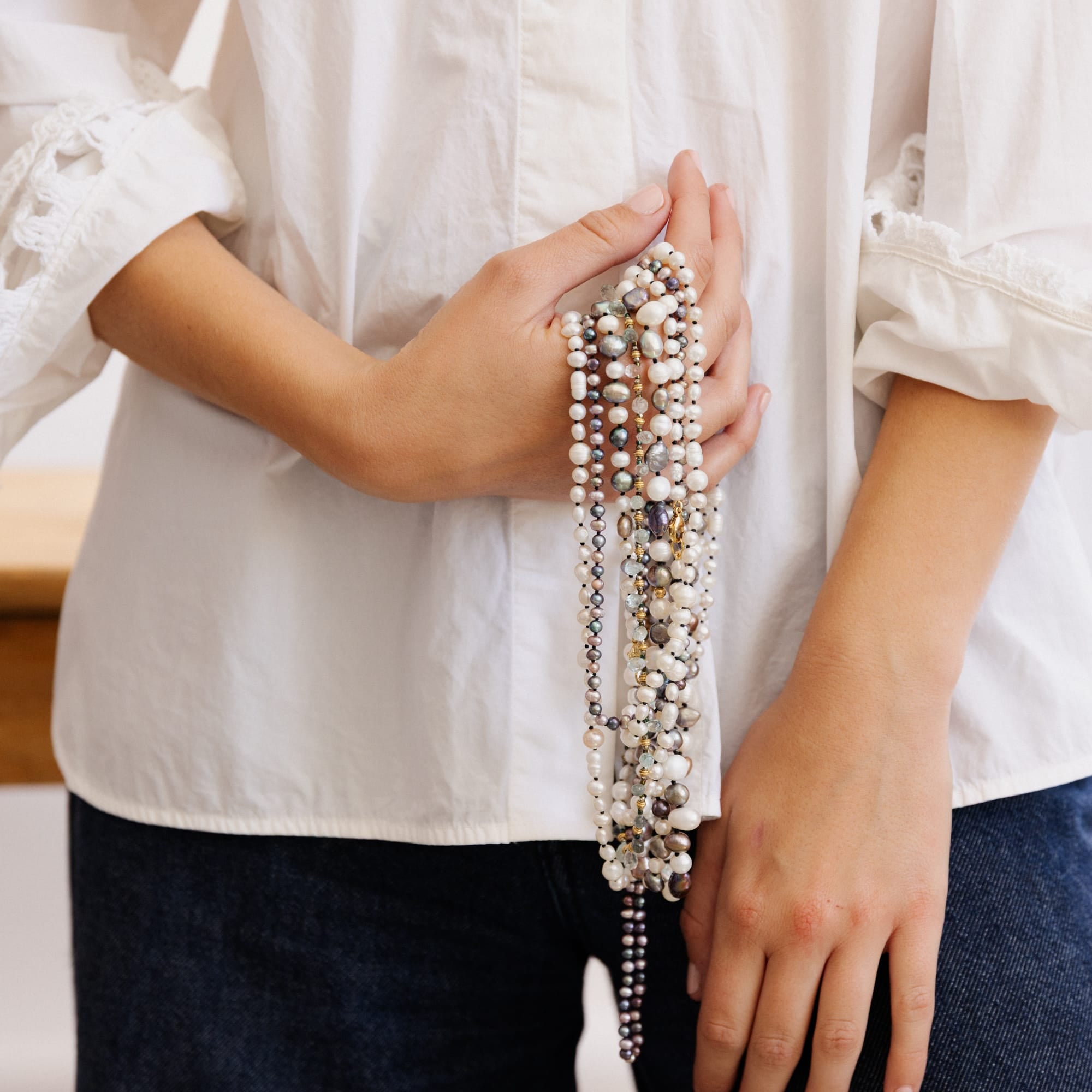 Matthew Ready Necklaces 34" Beaded Mixed Cultured Pearl Necklace