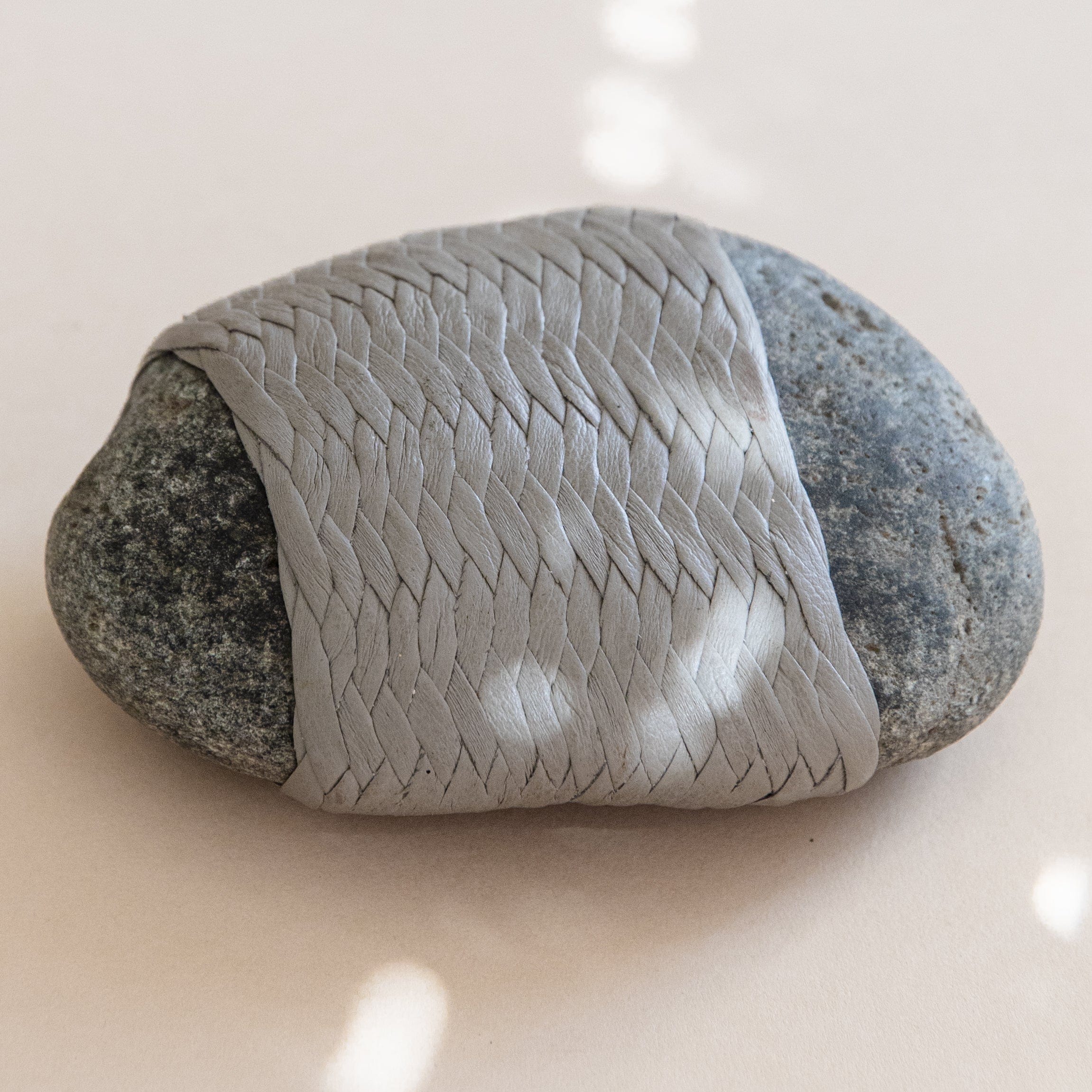 Matthew Ready Objects Grey Rock / Grey Leather Braided Leather Rock