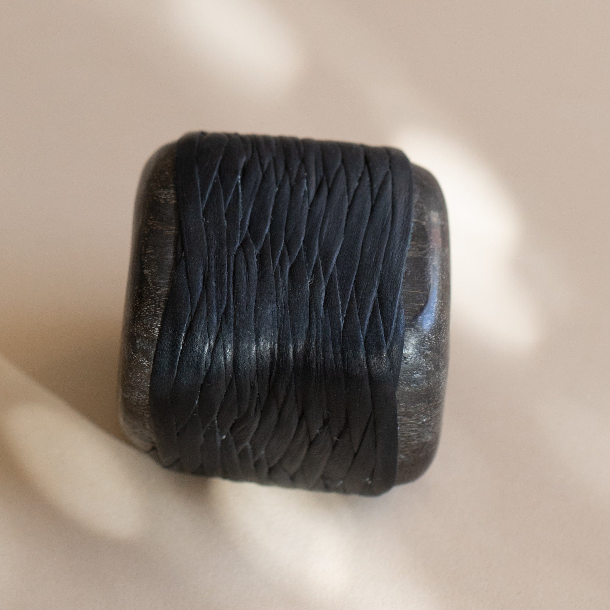 Matthew Ready Objects Square Petrified Wood / Black Leather Braided Leather Rock