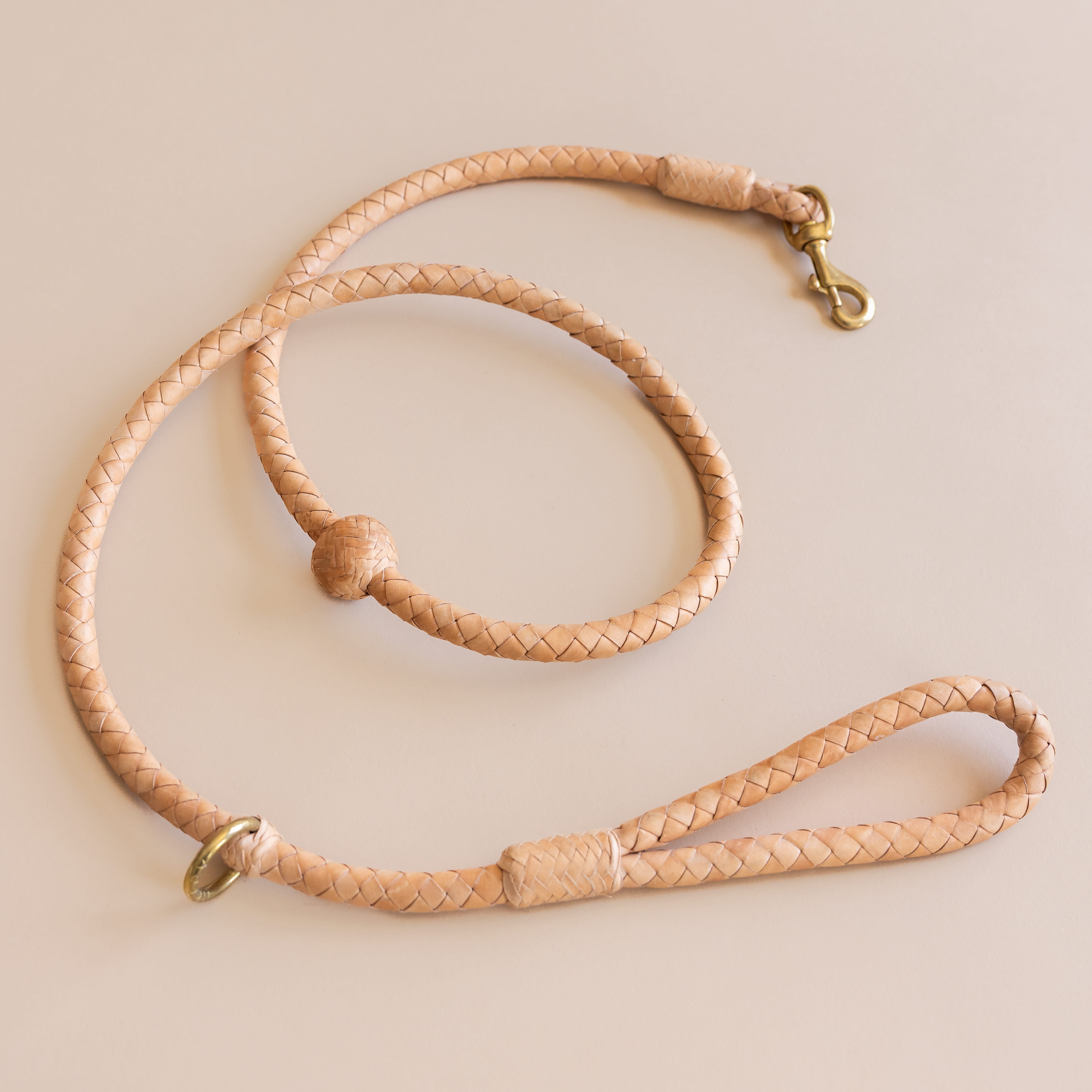 Matthew Ready pet accessories Large Dog / Natural Leather & Brass Dog Leash