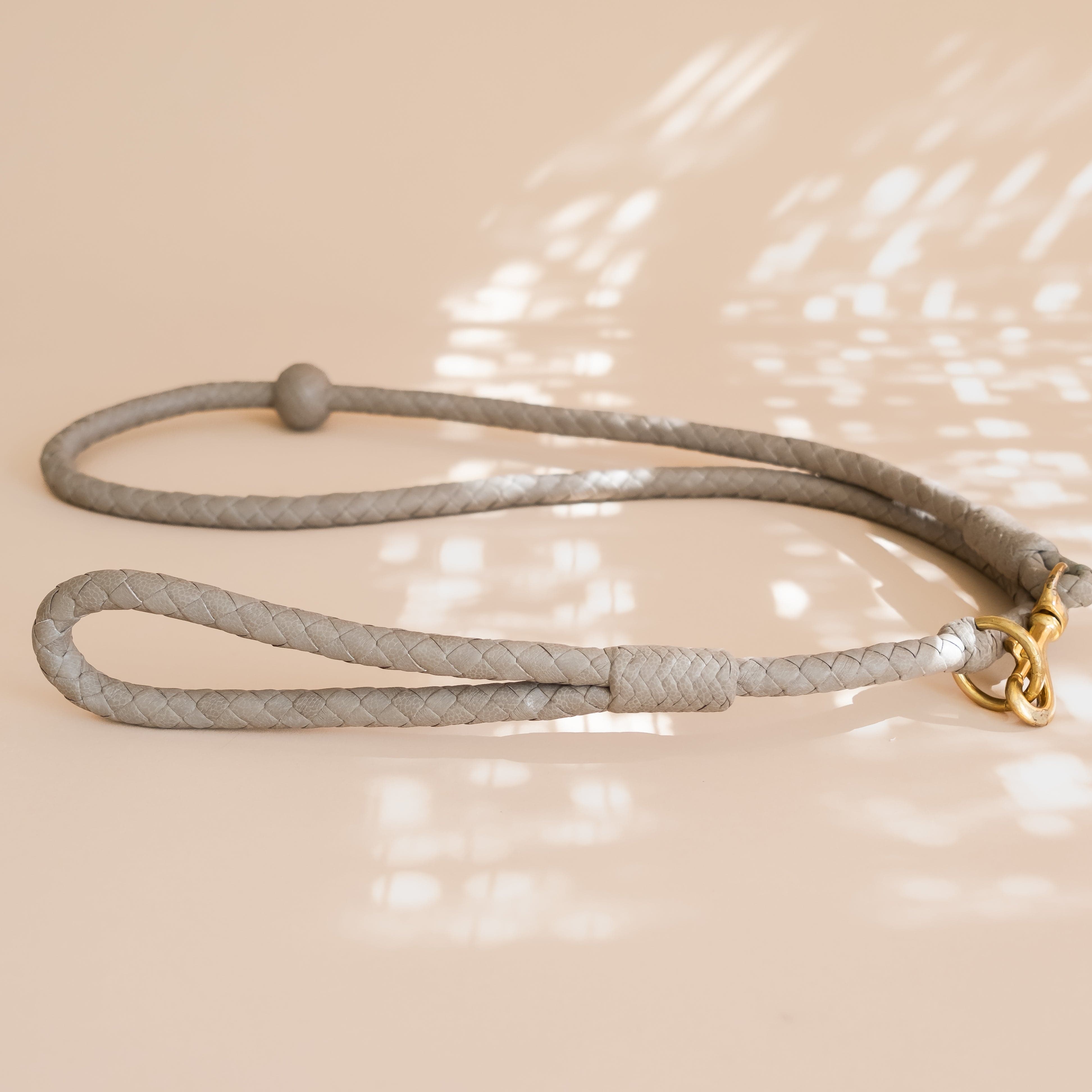 Matthew Ready pet accessories Small Dog / Gray Leather & Brass Dog Leash