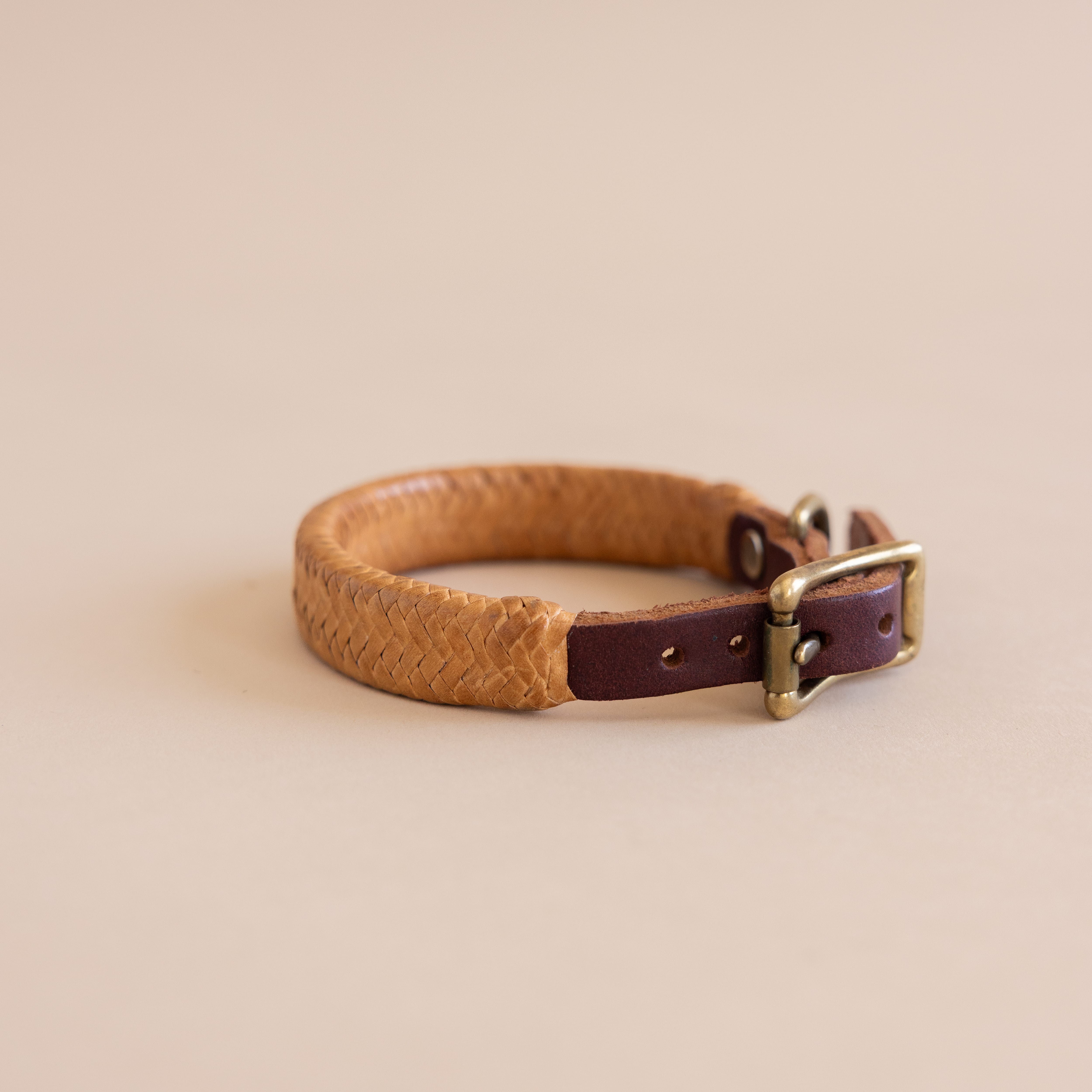 Matthew Ready pet accessories Small Dog / Natural Braided Leather Dog Collar