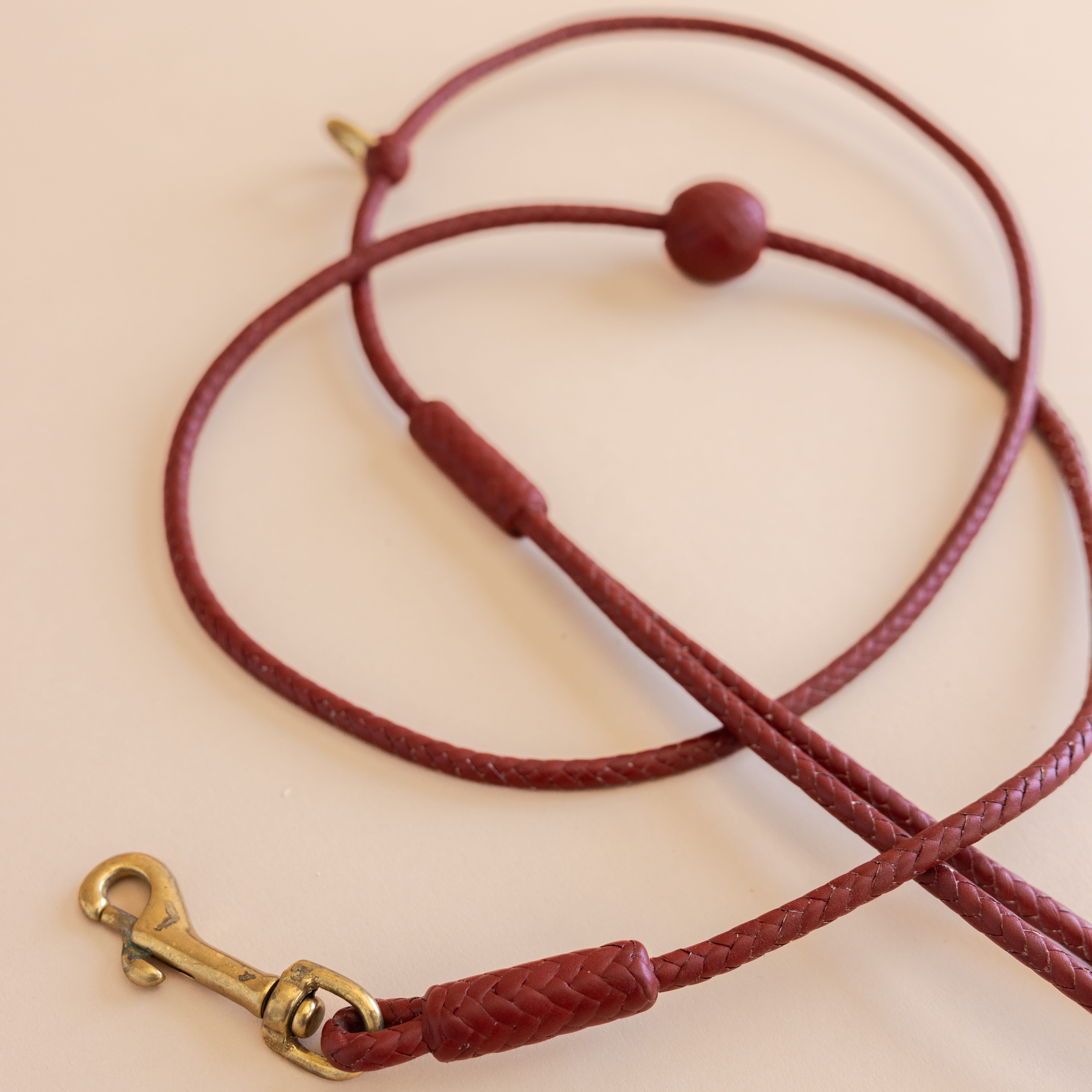 Matthew Ready pet accessories Small Dog / Wine Leather & Brass Dog Leash