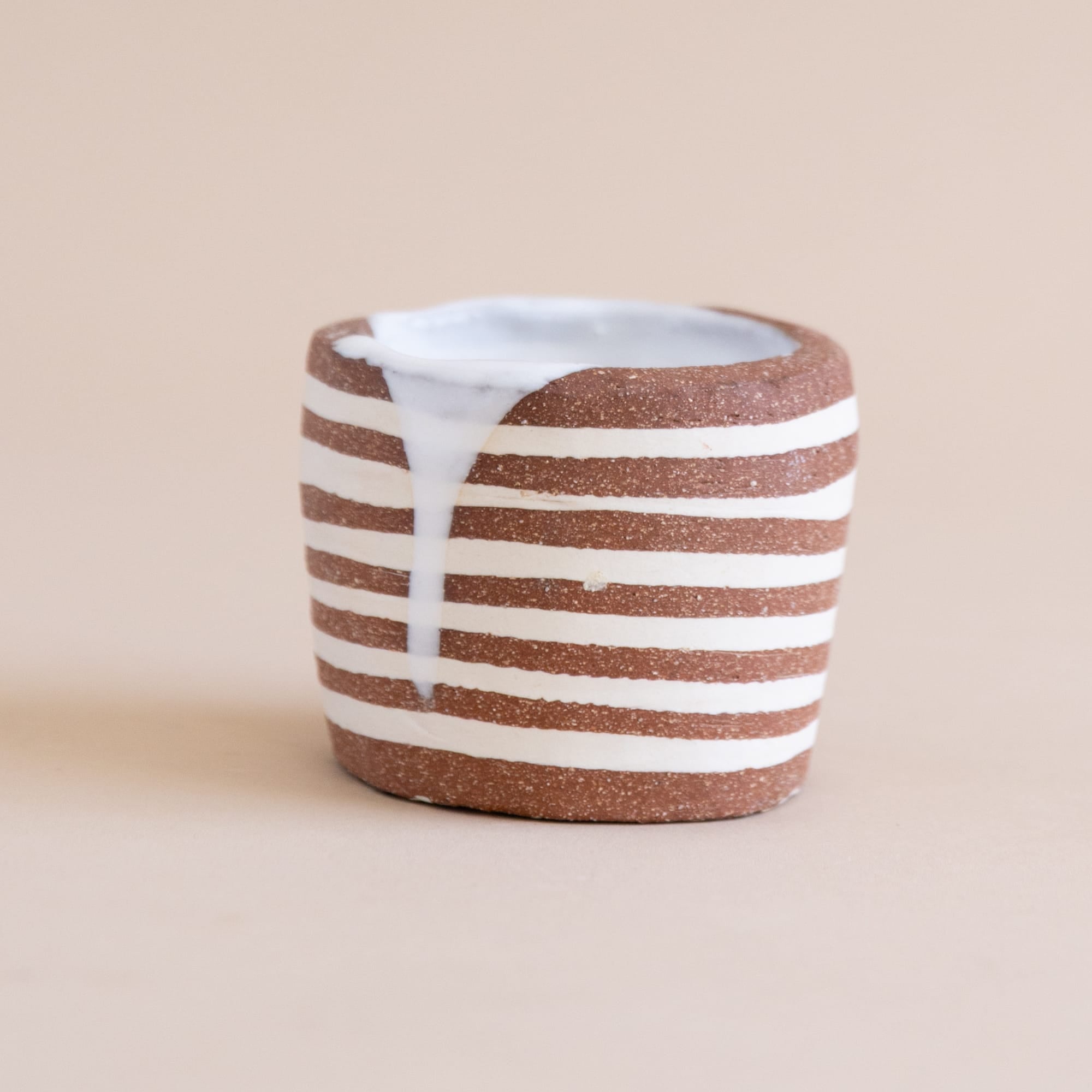 Mondays Trays + Catchalls Brick Red / Tall Striped Ceramic Vessel